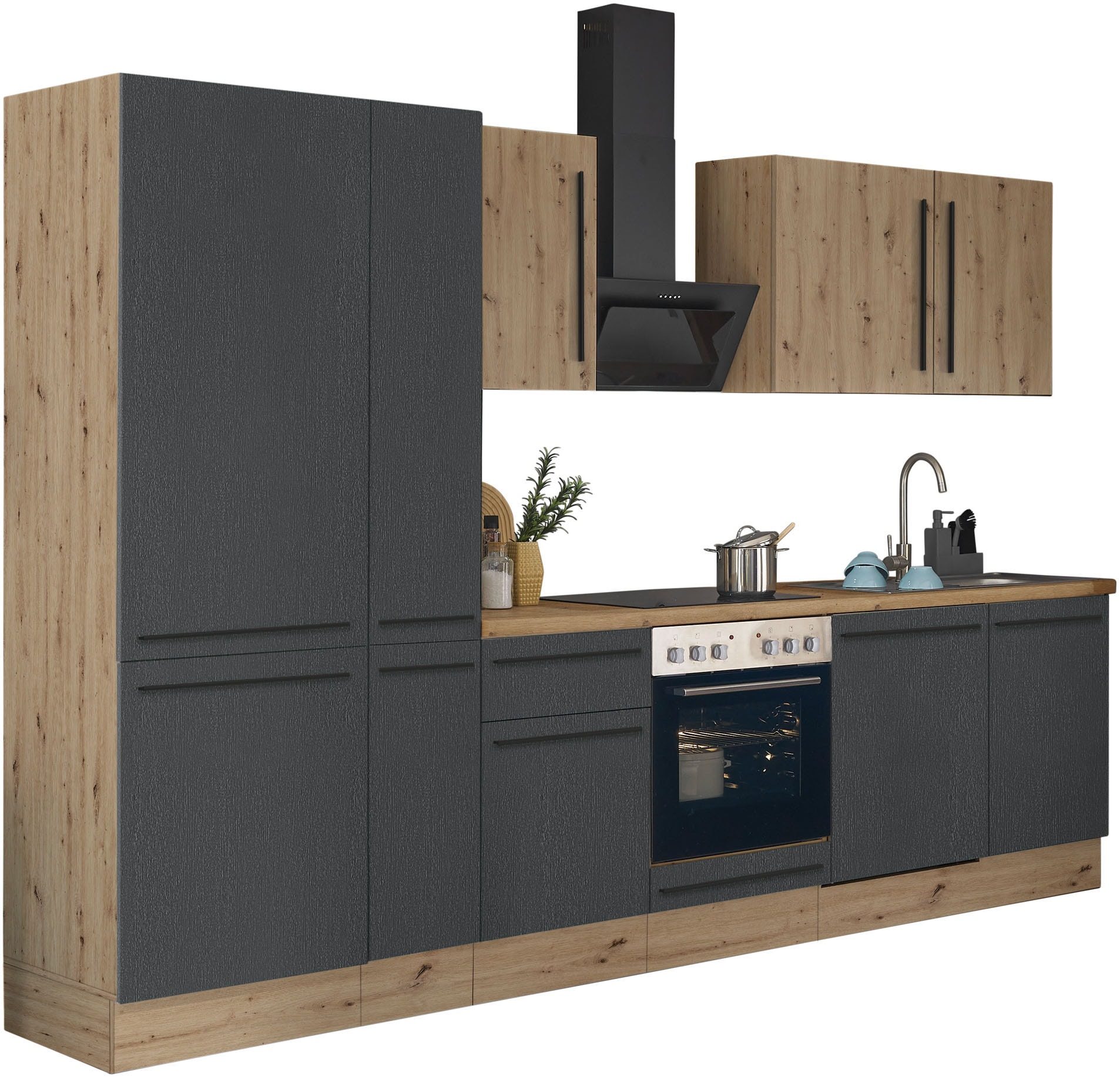 KOCHSTATION Küchenzeile »Florida« Breite 310 cm, wahlweise mit E-Geräten,Softclose für Türen/Schubkästen