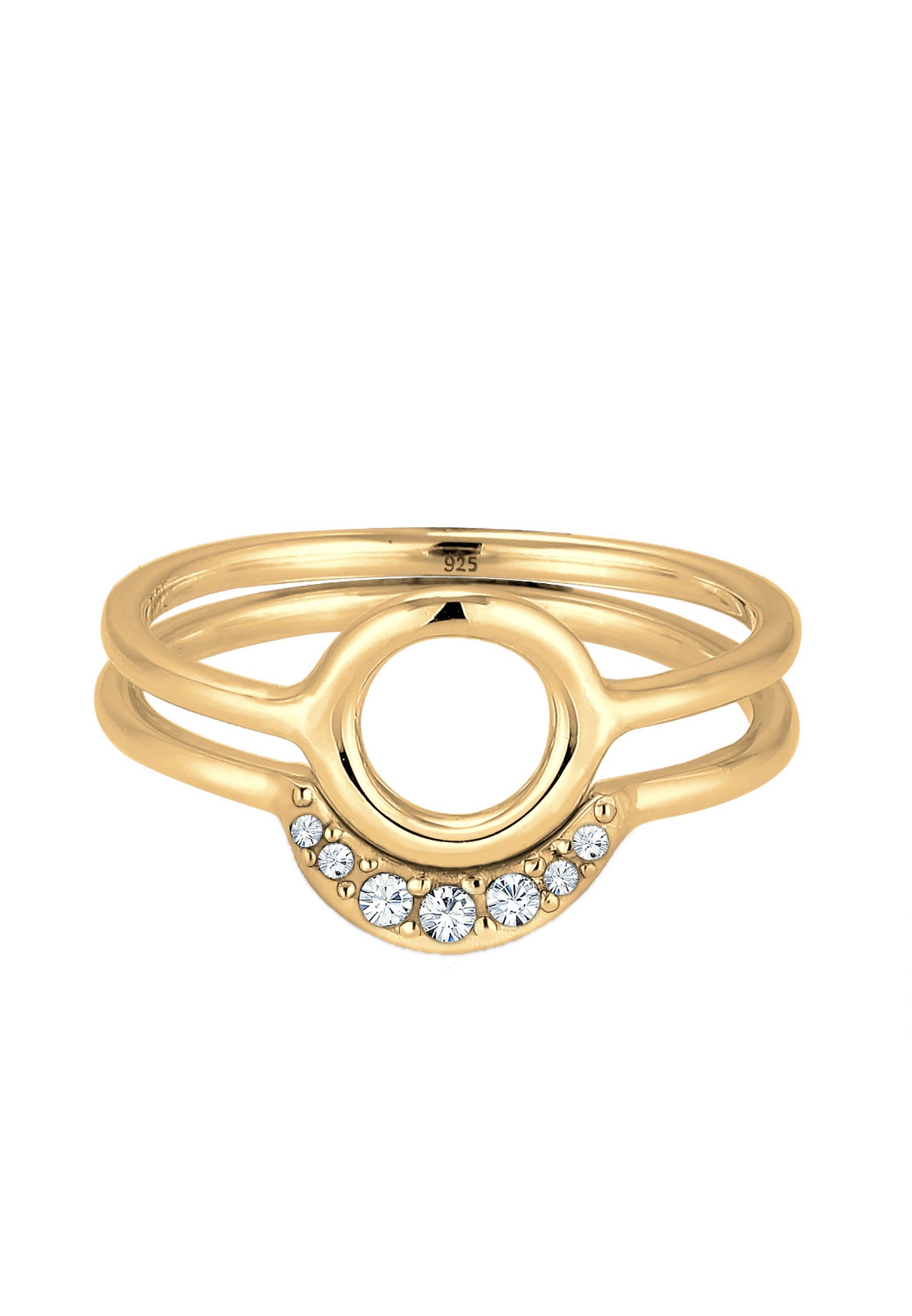 Elli Ring-Set »Ring Kreis Mond Weiß 925 Silber vergoldet, mit Kristallen von Swarovski®«