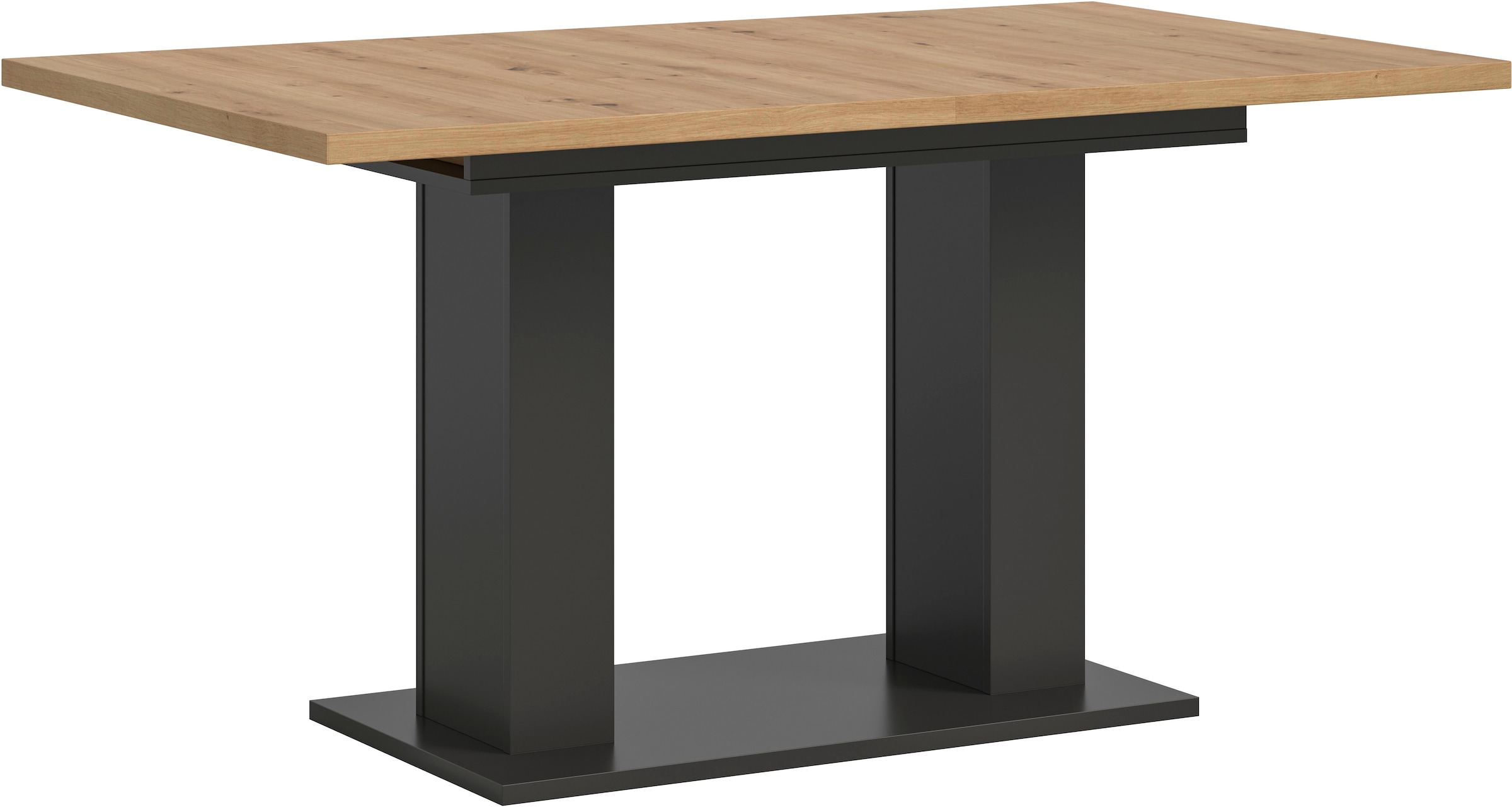 Home affaire Esstisch "Motus, ausziehbar 150 -190 cm, inklusive 40 cm Einlegeplatte" Set, 1 Stk. tlg. Doppelsäulengestell mit Bodenplatte, Tisch, Esstisch, Küche