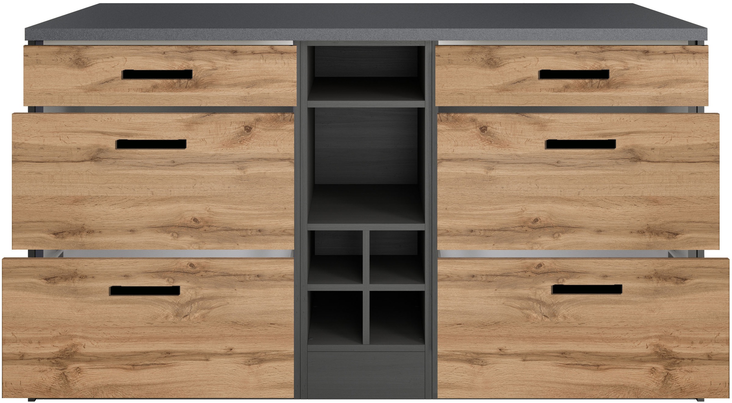 KOCHSTATION Kücheninsel »KS-Toronto«, Breite 153 cm, MDF-Fronten, Flaschenregal