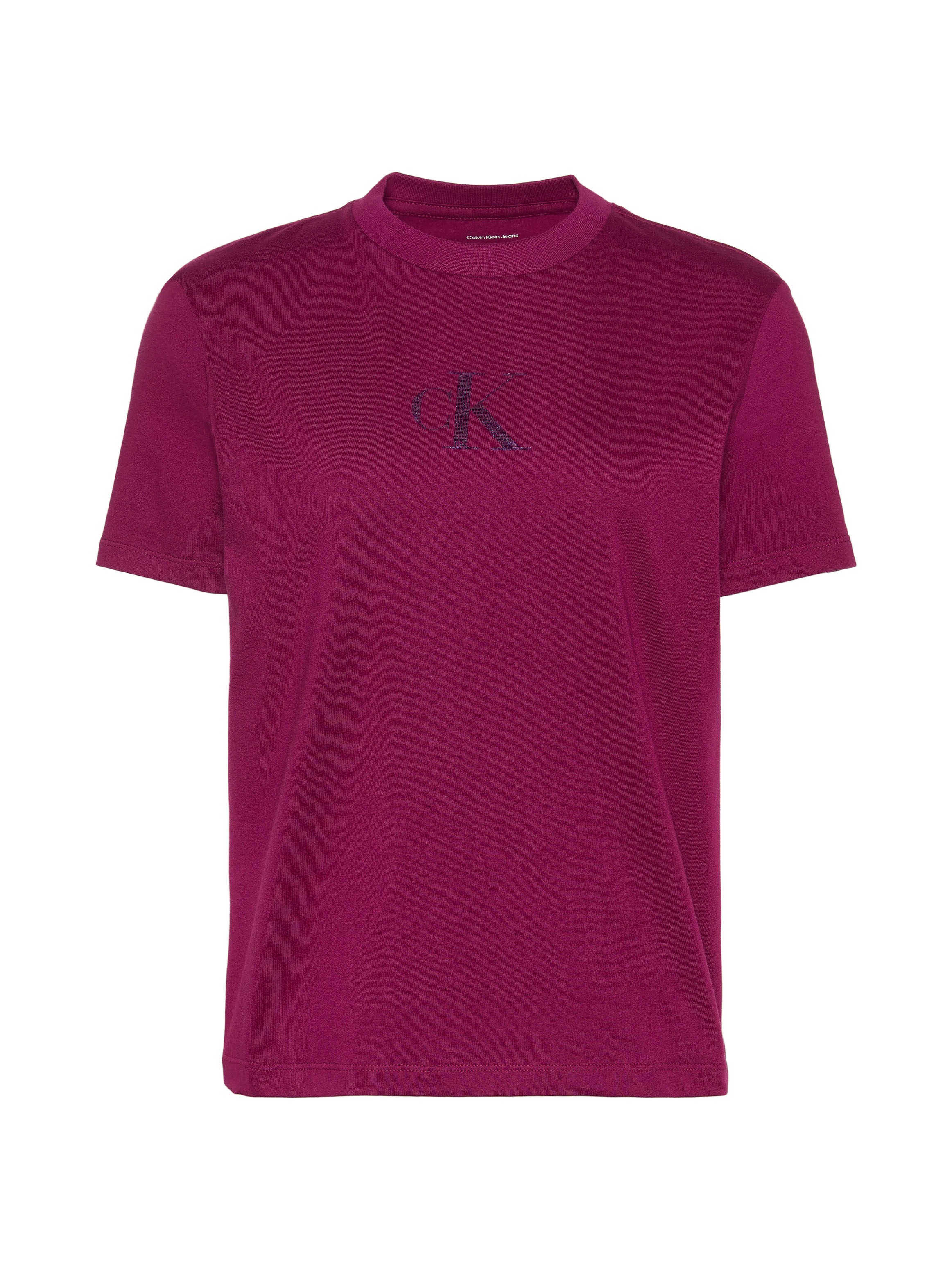 Calvin Klein Jeans T-Shirt Regular Fit, glänzender Logodruck, Rundhalsausschnitt