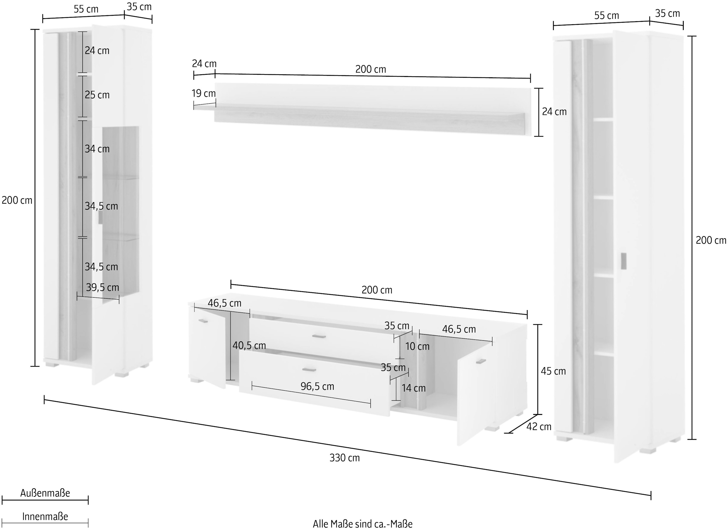 Home affaire Wohnwand »LONG ISLAND« Set, 4 Stk. tlg.