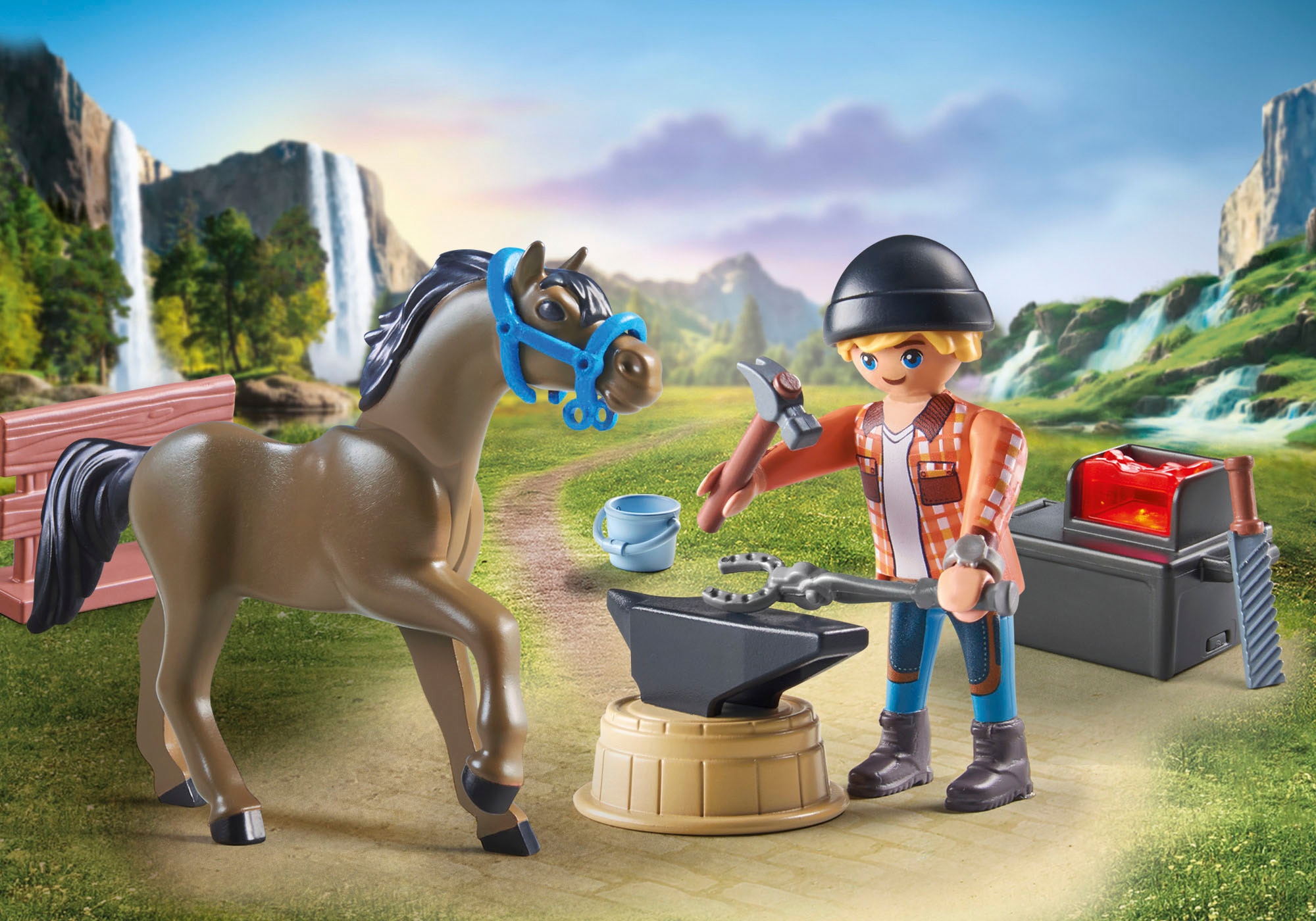 Playmobil® Konstruktions-Spielset »Hufschmied Ben & Achilles (71357), Horses of Waterfall«, (15 St.)