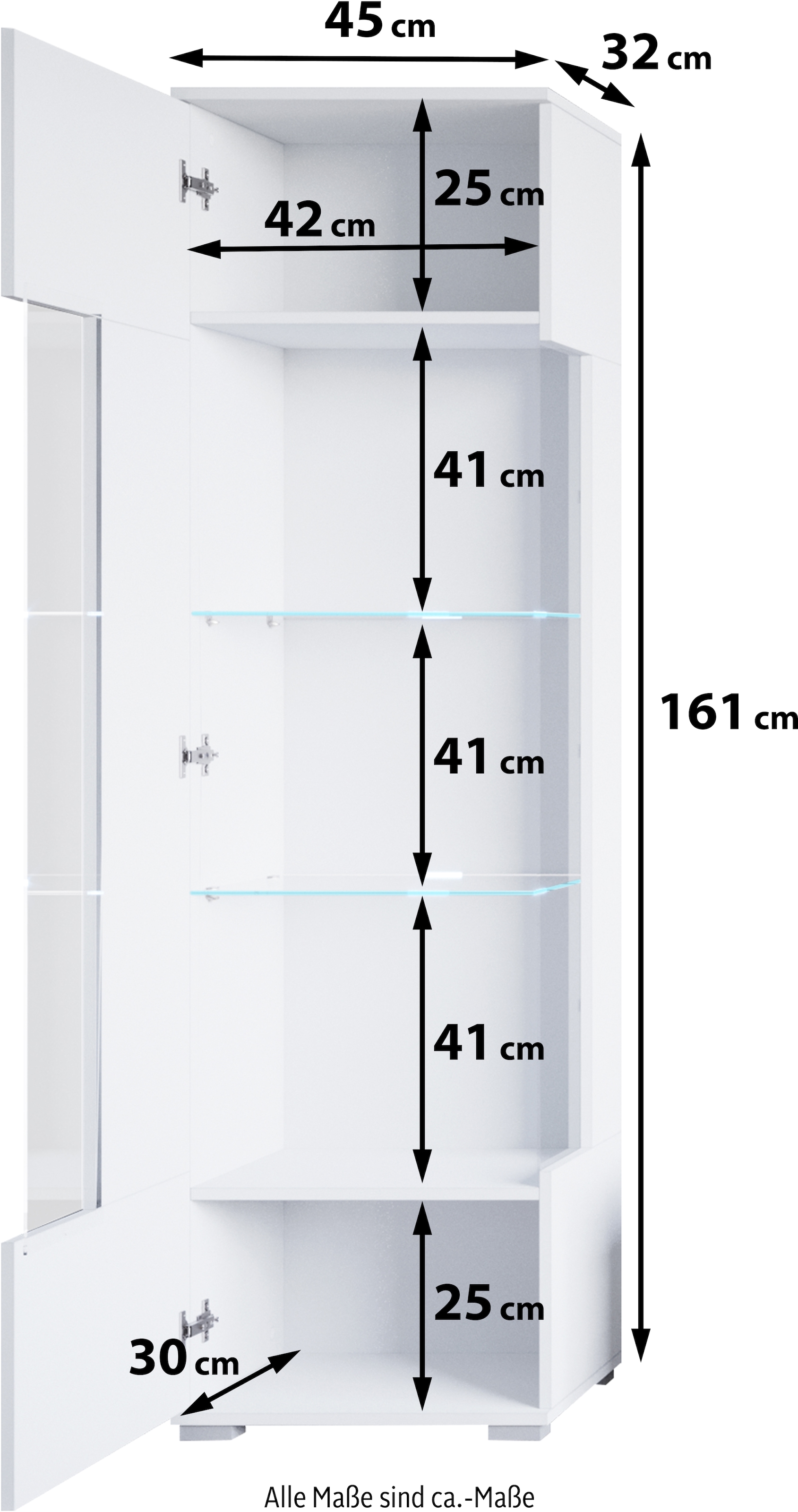 INOSIGN Vitrine »Kenia, stehend und hängend, Türanschlag wechselbar« 1 Stk. tlg. Vitrineschrank mit Glastüren 160 cm Höhe