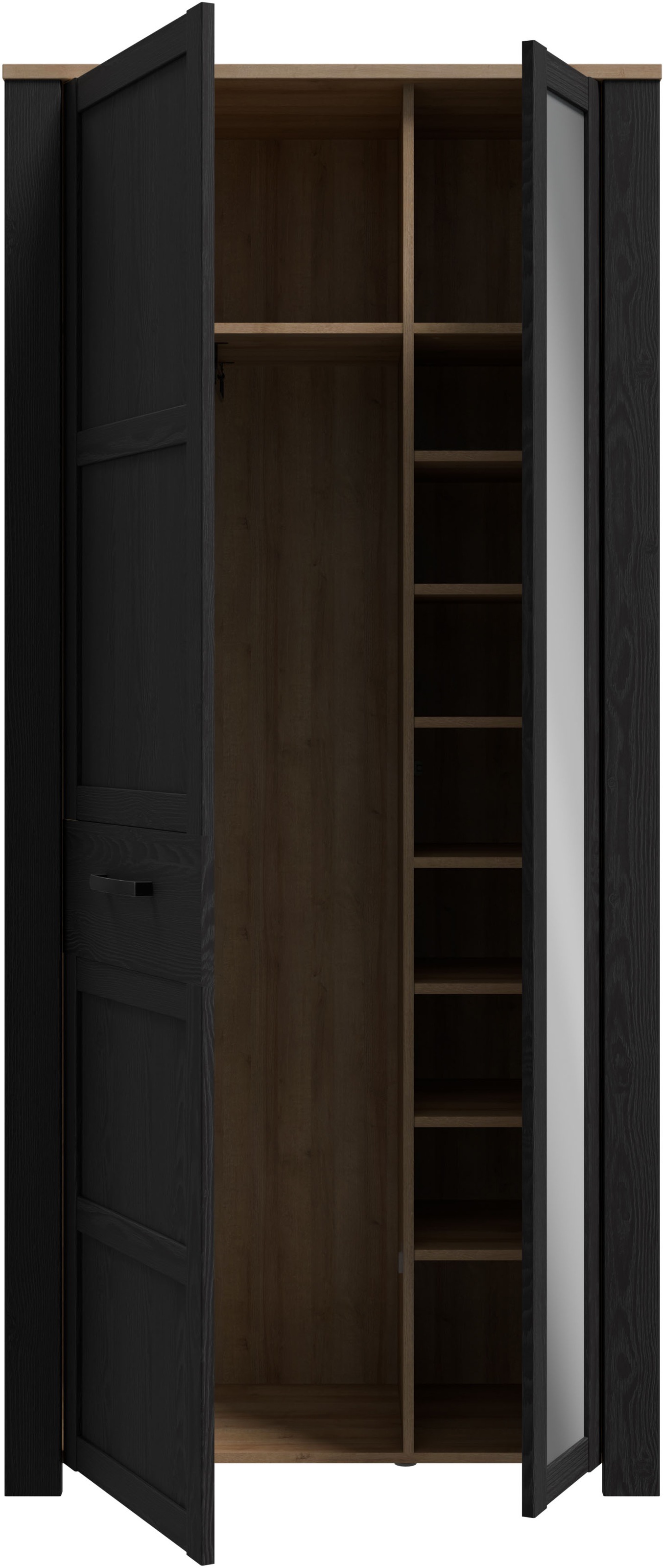 FORTE Garderobenschrank »Garderobenschrank, Höhe 205,4cm, Spiegel, Soft Close, Push to Open« B/H/T 94,4/205,4/42 cm