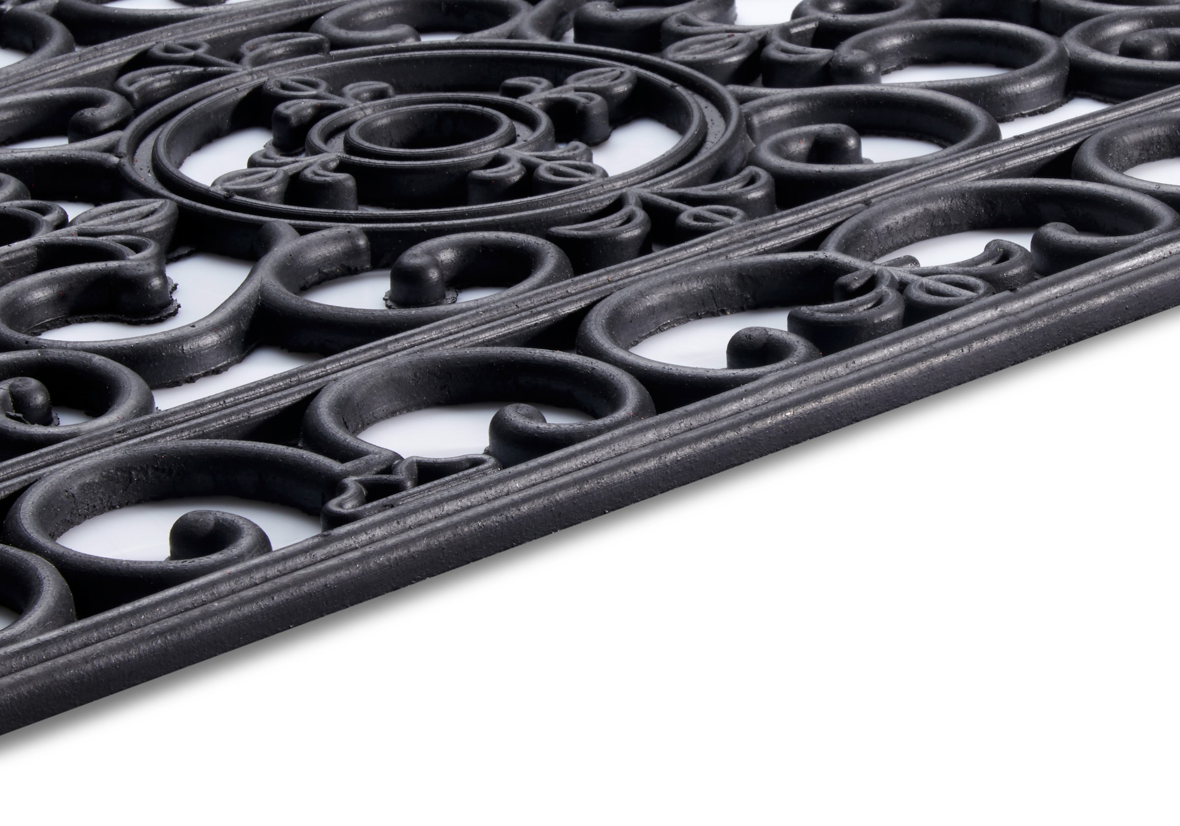 HANSE Home Fußmatte »Mix Mats Gusseisen-Optik Gummi Fleur, Türmatte«, halbrund, 8 mm Höhe, Strapazierfähig, pflegeleicht, robust, wetterfest, UV-beständig