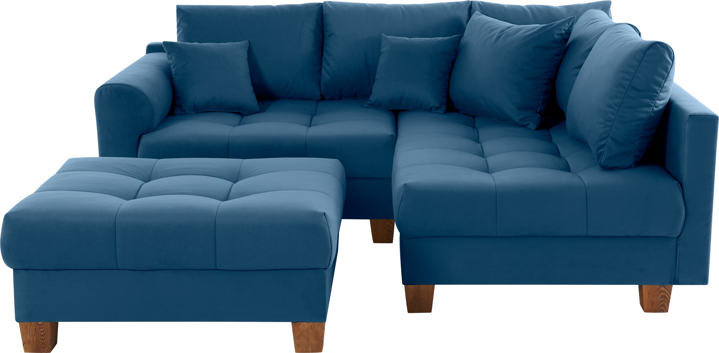 Home affaire Ecksofa »Rice L-Form, B: 216 cm«, (Set, mit Hocker), Set: Sofa & Hocker, mit 3 Zierkissen, Federkern