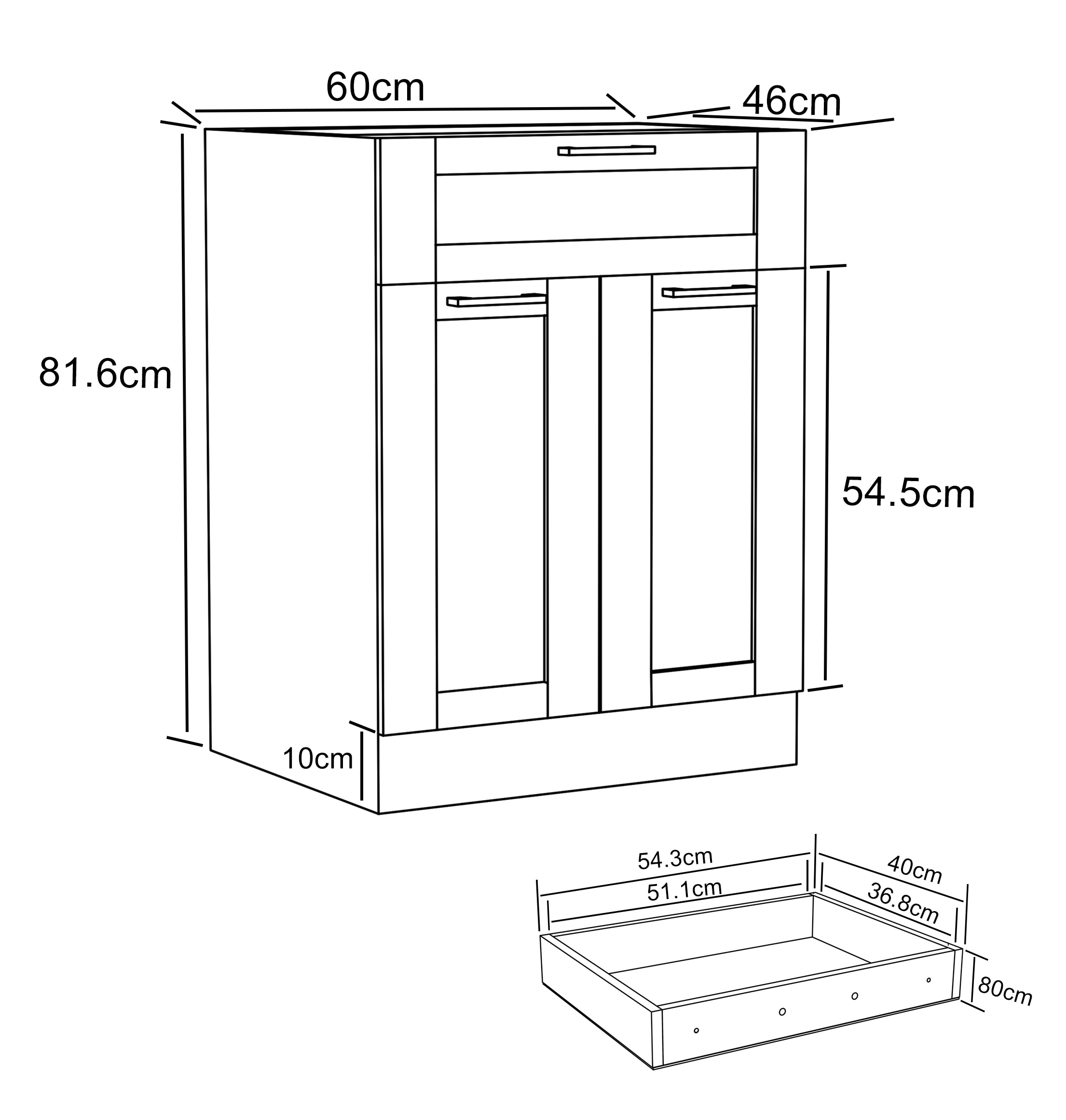 VCM Unterschrank »Küchenschrank 60 cm Unterschrank Schublade Colura«