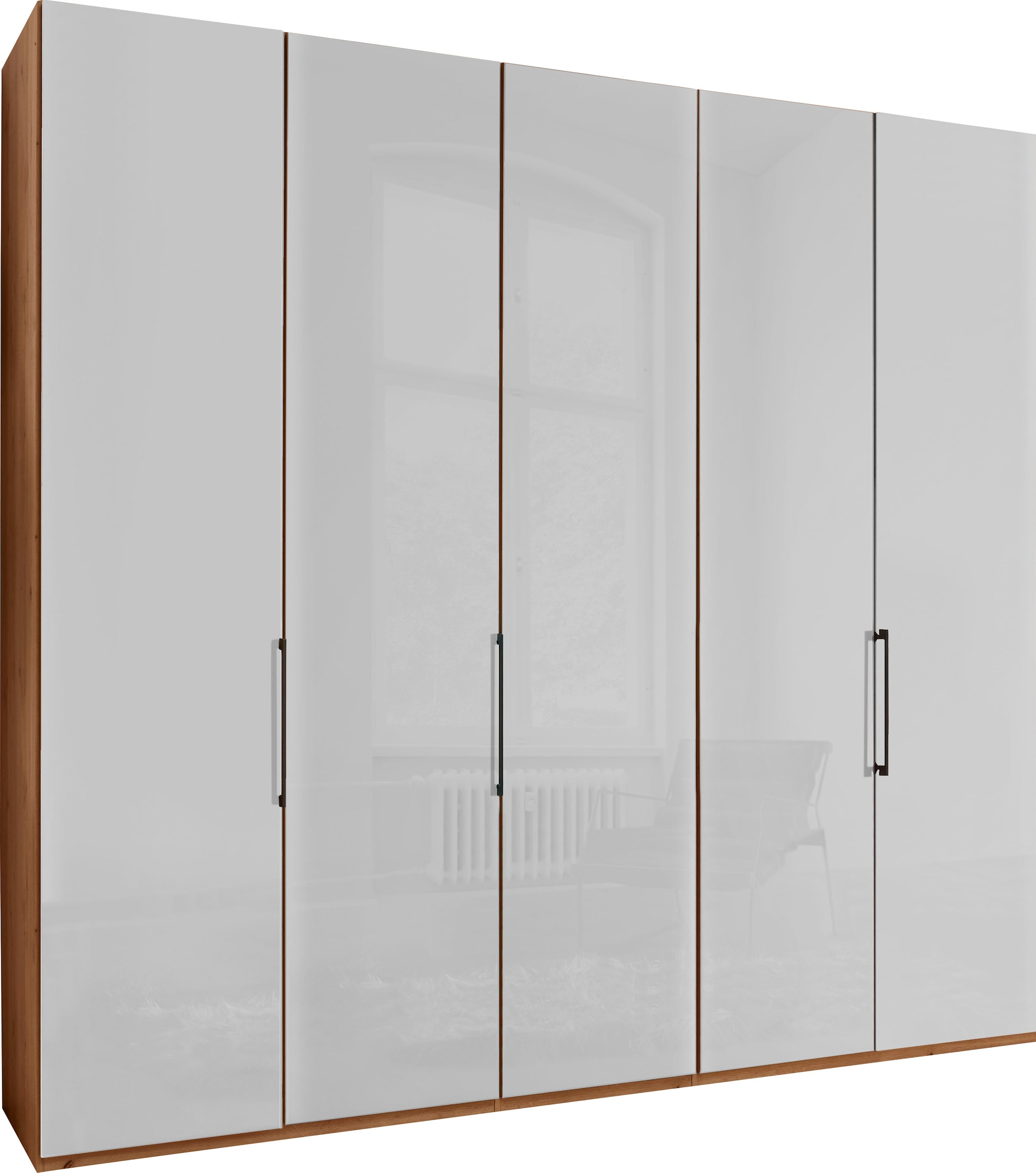 WIEMANN Kleiderschrank »Monaco, Kleiderschrank, Schrank, Wäscheschrank, mit edler Glasfront« 2 Breiten, 2 Höhen 216/236 cm auswählbar, MADE IN GERMANY,  hochwertigen Beschläge inkl. Türdämpfung, variable Inneneinteilung