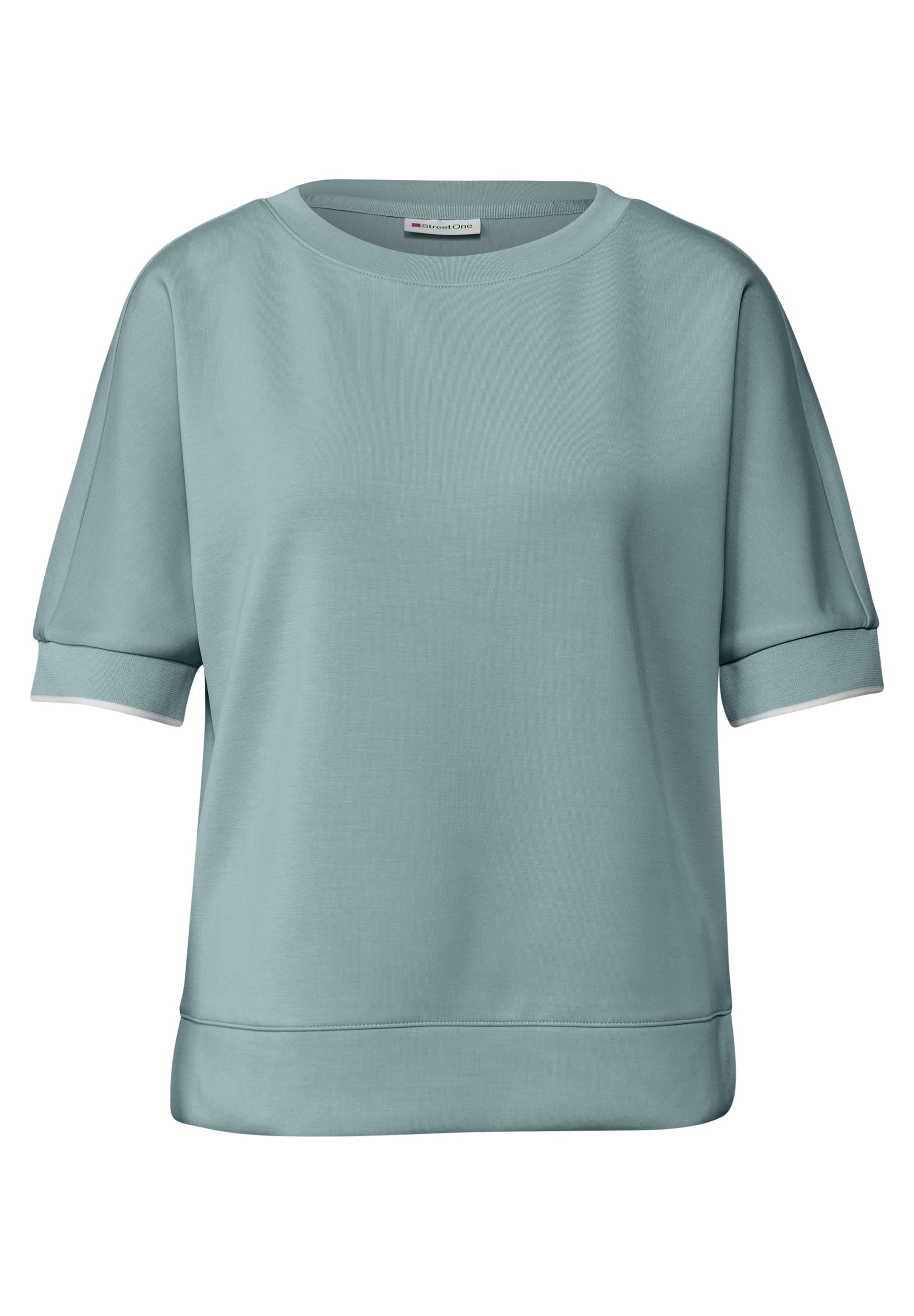 STREET ONE T-Shirt, im Silk Look und mit dezentem Kontrastdetail, Sommershirt