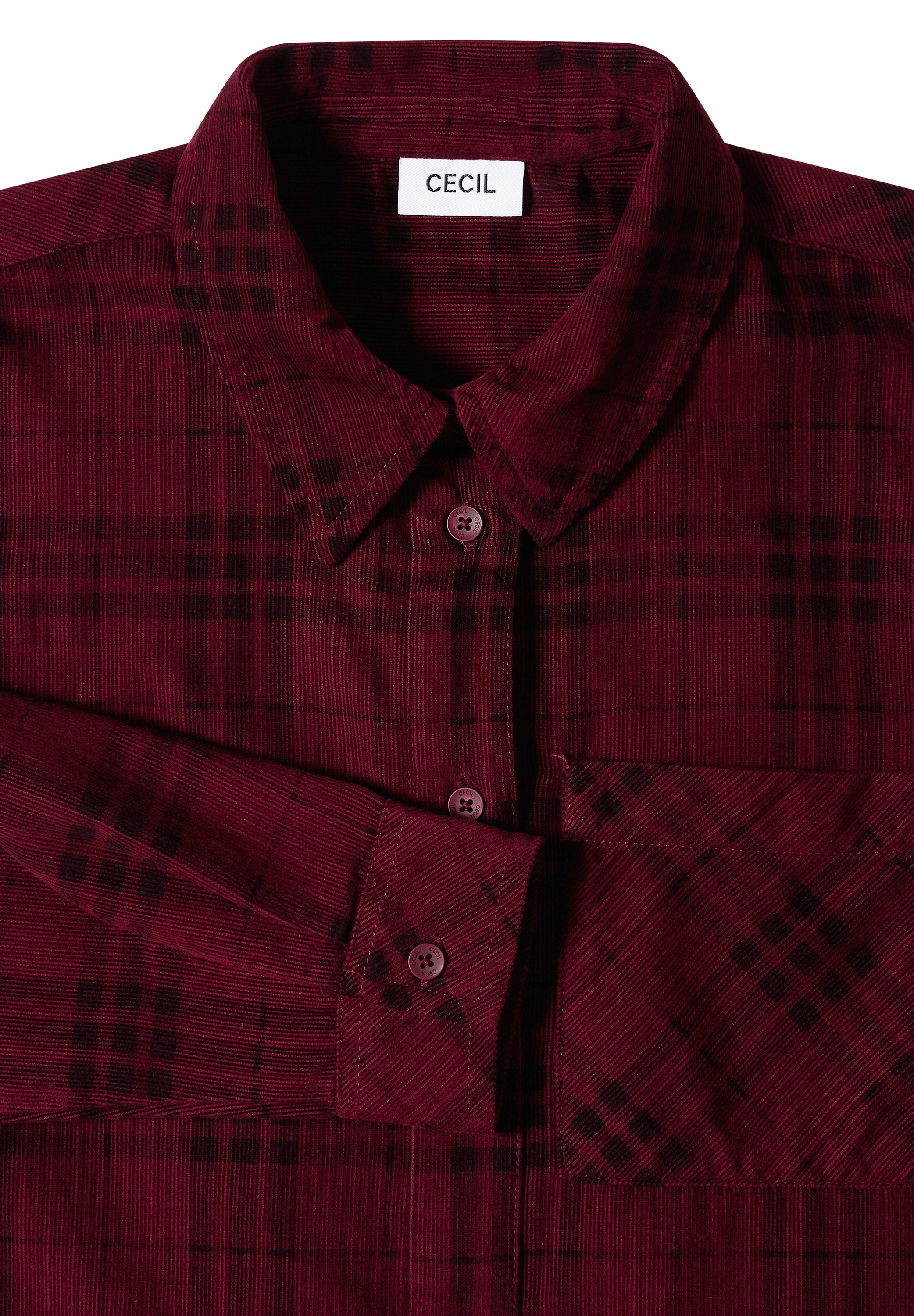 Cecil Langarmbluse Cordbluse mit Karomuster
