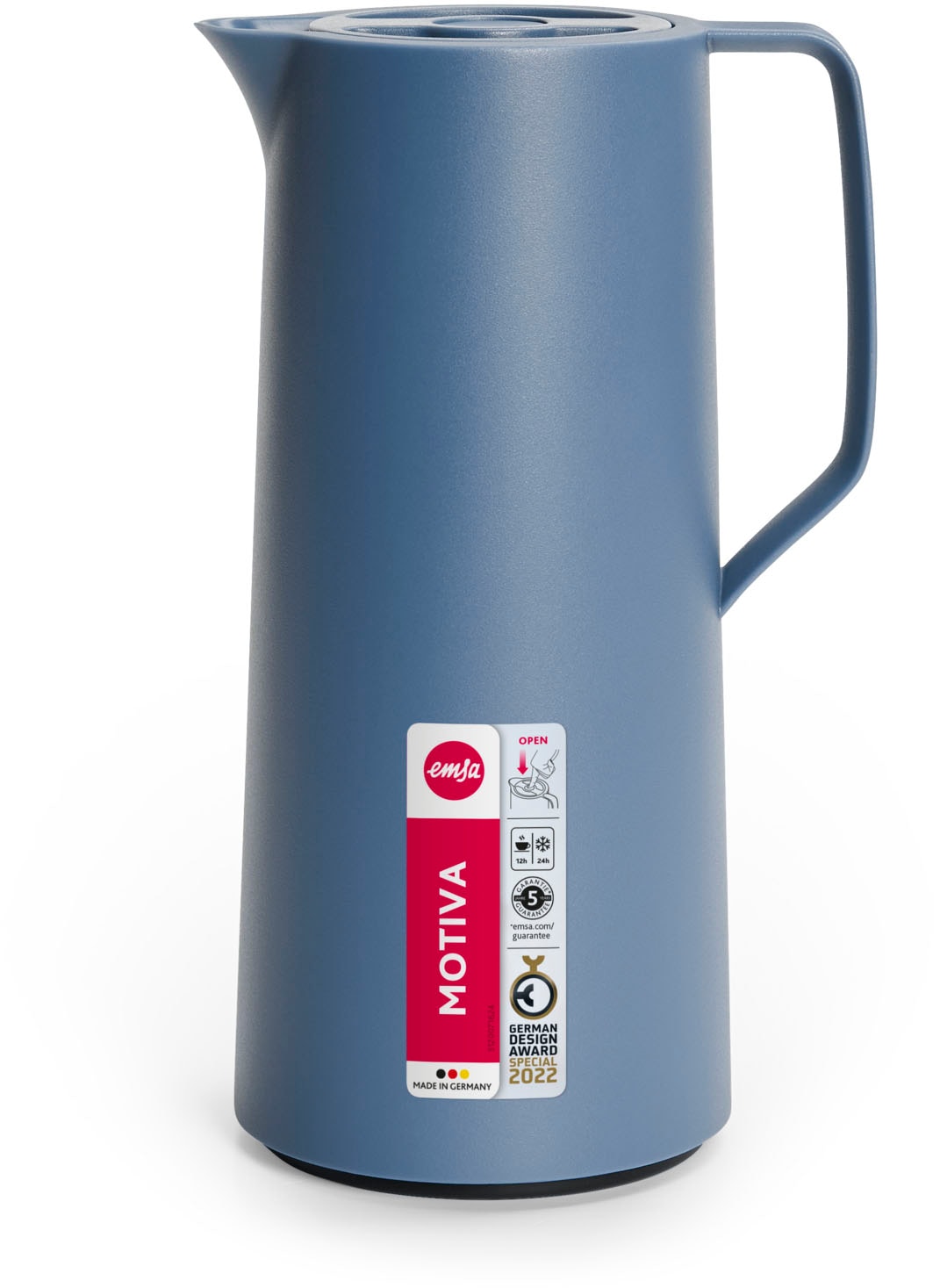 Emsa Isolierkanne »Motiva in modernem Design, 100% auslaufsicher, Made in Germany« 1 l doppelwandiger Glasisolierkolben, bis zu 12h warm/24h kalt,  Quick-Press-Deckel, Einhandbedienung, ergonomischer Schraubdeckel