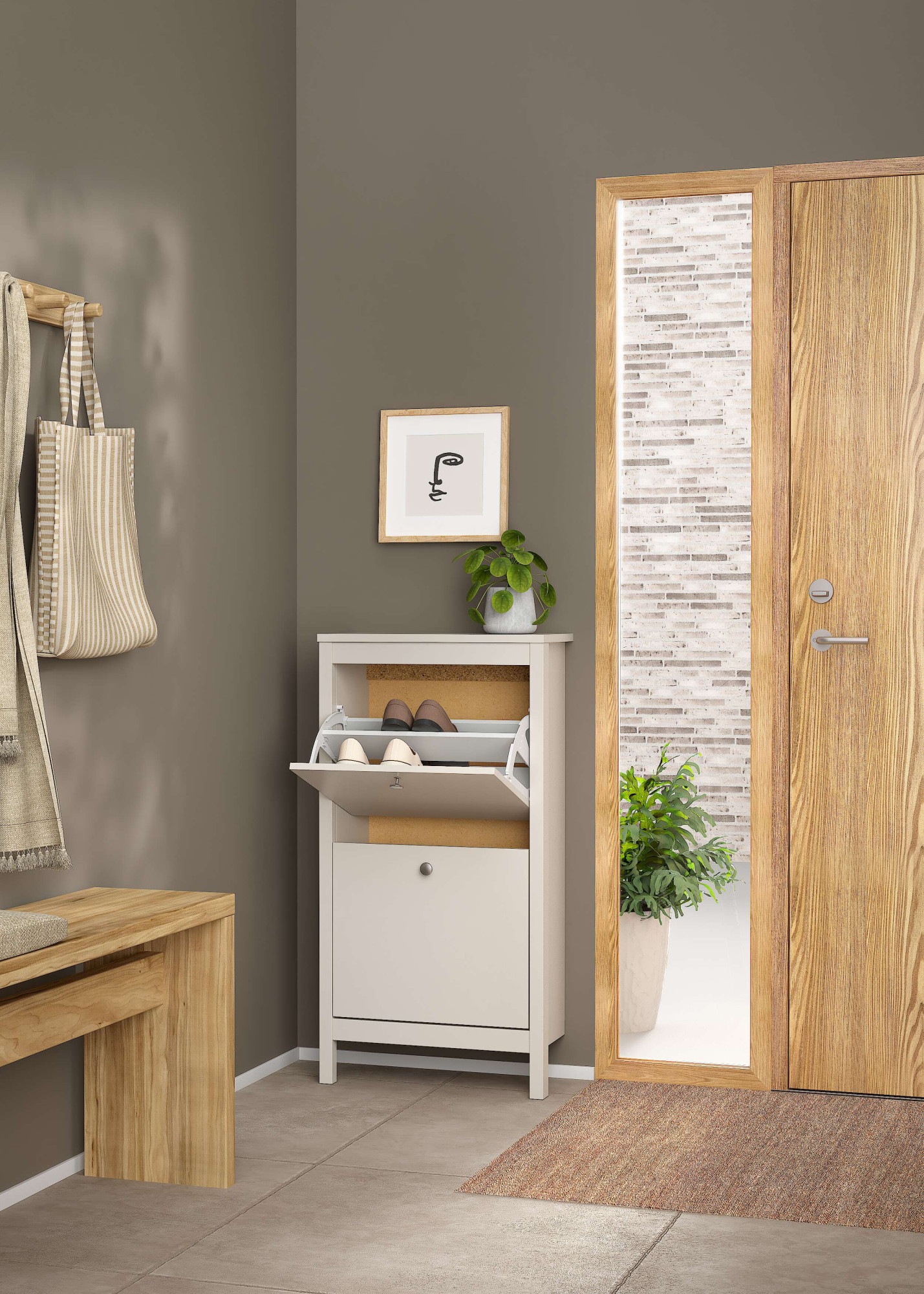 Home affaire Schuhkipper »Madrid, Schuhkommode« Skandinavisches Design, Wahlweise Leder- oder Metallgriffe