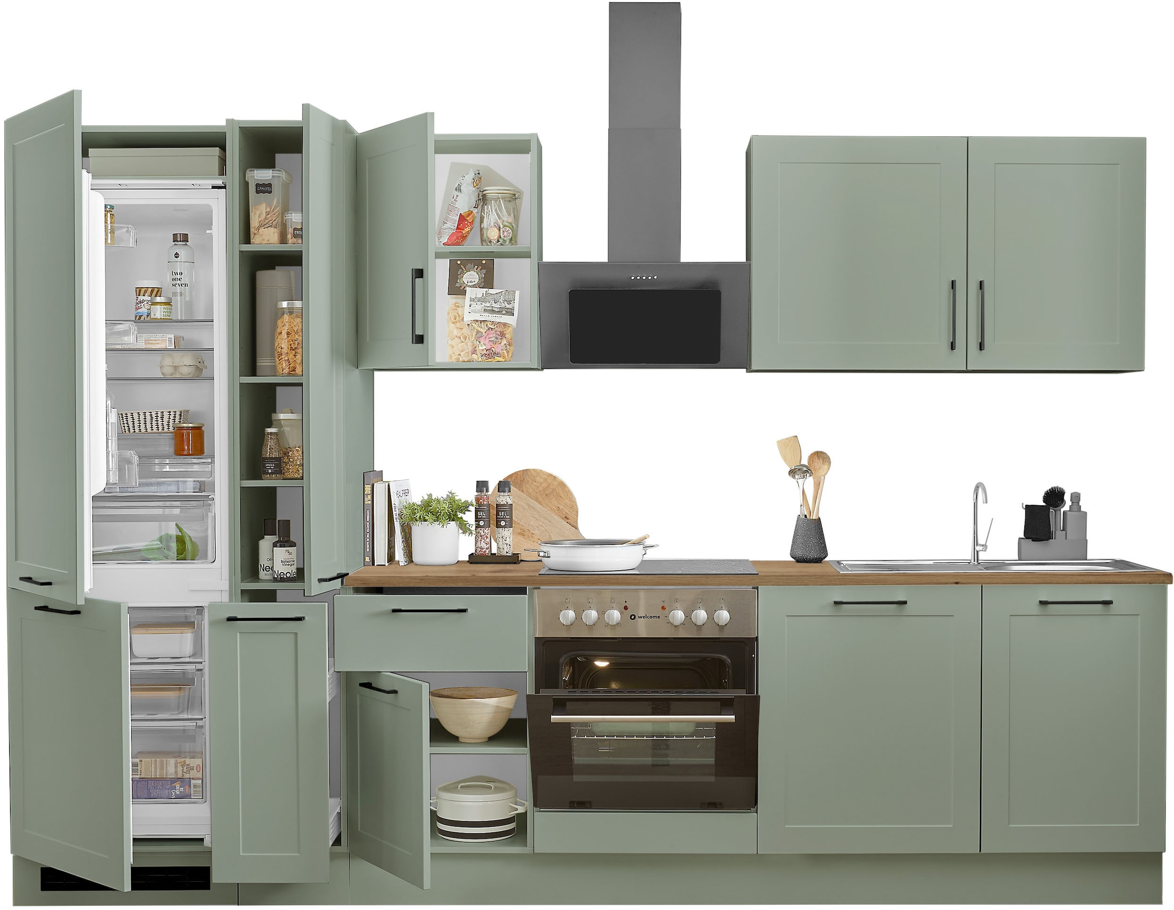 BASIC by Balculina Küchenzeile »Marsi« Breite 310 cm, wahlweise mit E-Geräten, mit Soft-Close-Funktion