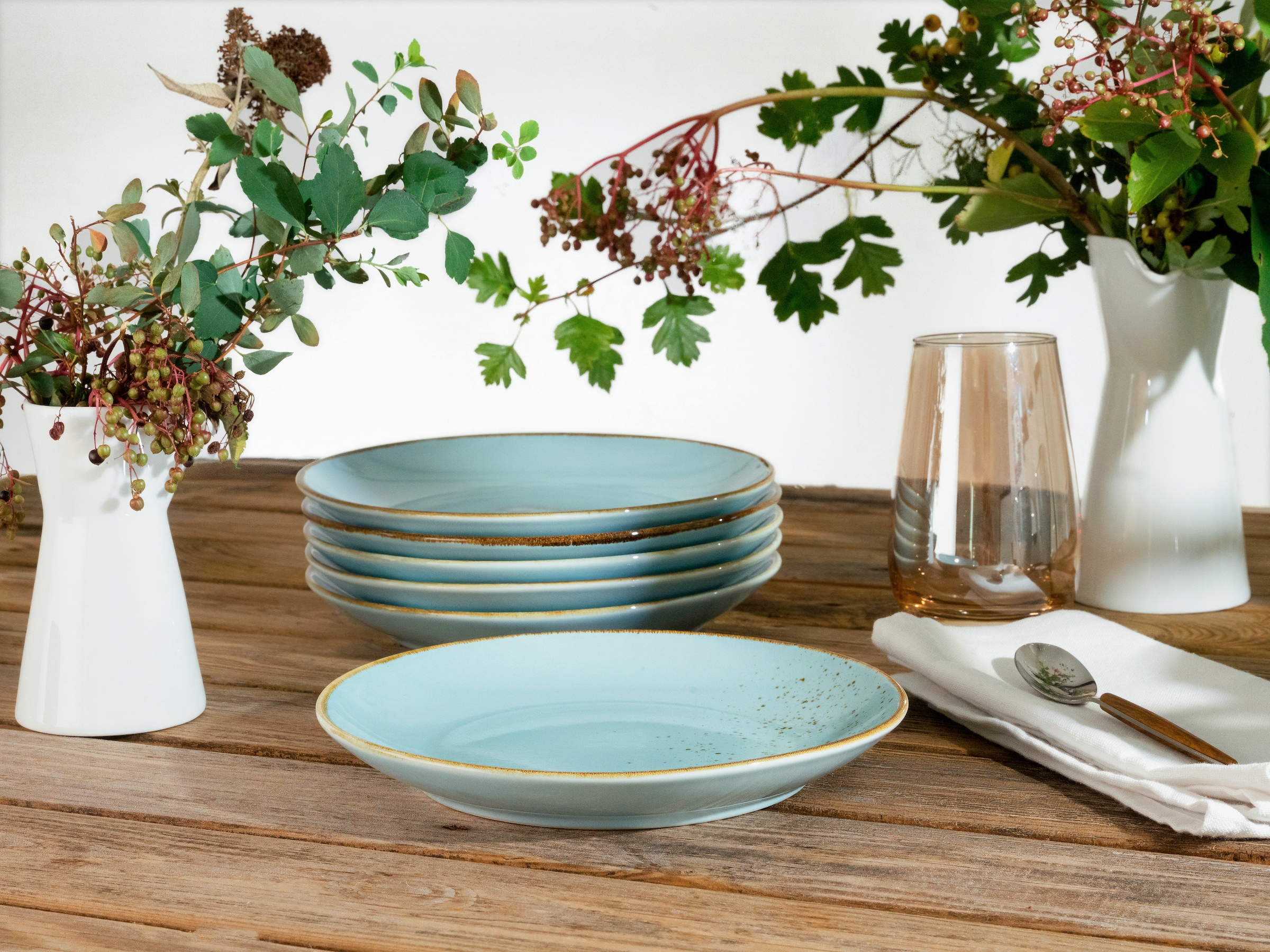 CreaTable Dessertteller »Essteller NATURE COLLECTION« Teller Set für 6 Personen, Ø 21 cm, Steinzeug