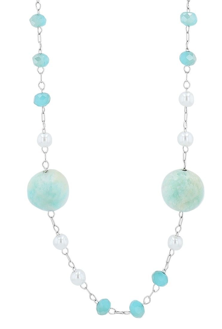 Adelia´s Gliederkette »Damen Halskette aus Edelstahl mit Amazonit 40 cm«