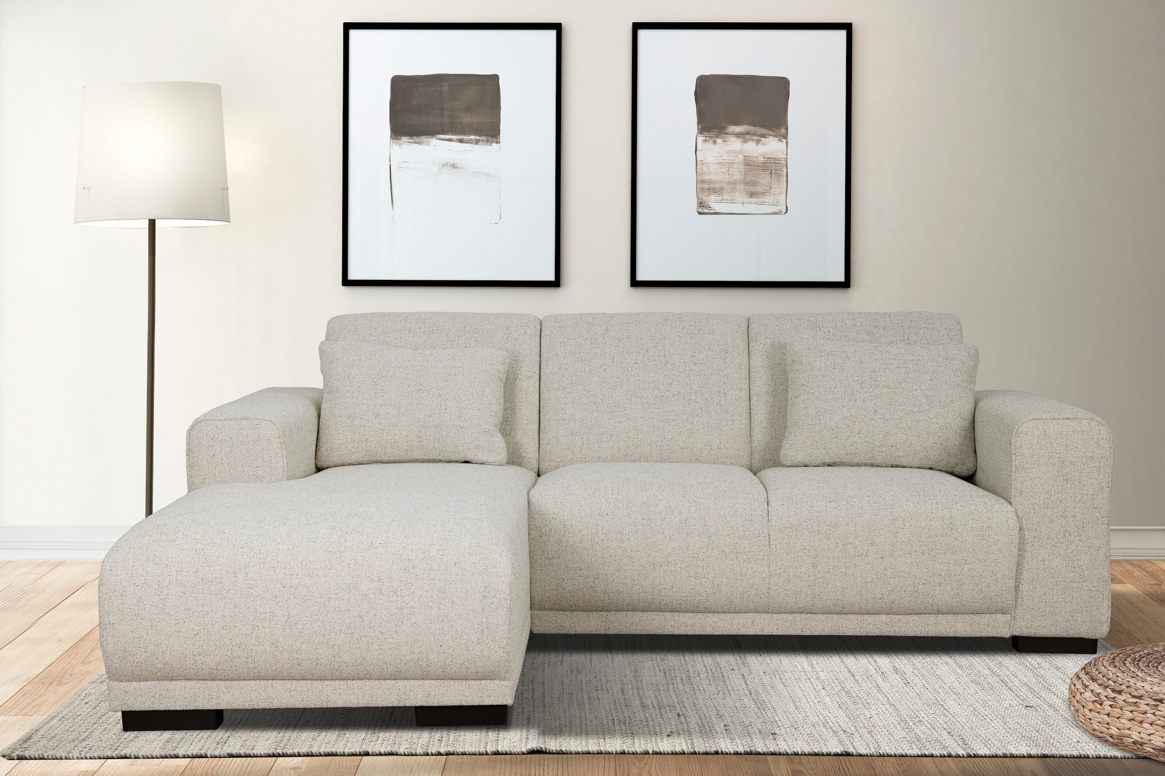 Home affaire Ecksofa »BORNHOLM L-Form mit Recamiere, Maße B/T/H: 234/162/85 cm«, Recamiere links oder rechts bestellbar, Wellenfederung, inkl. 2 Kissen