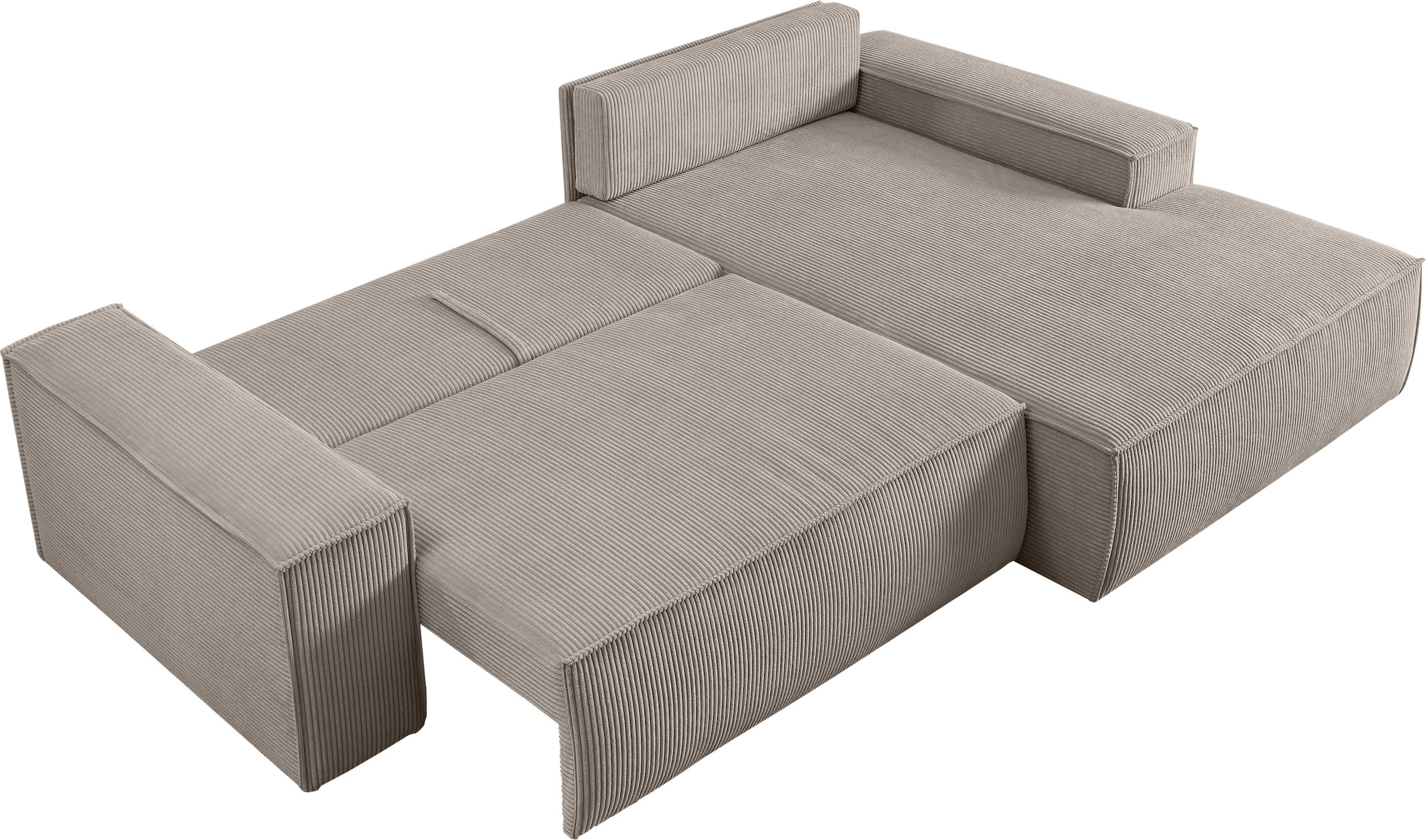 Home affaire Ecksofa »SHERWOOD Schlafsofa 267 cm, L-Form,«, Schlaffunktion mit Bettkasten (210x136 cm), Cord, Vintage, Samtvelours