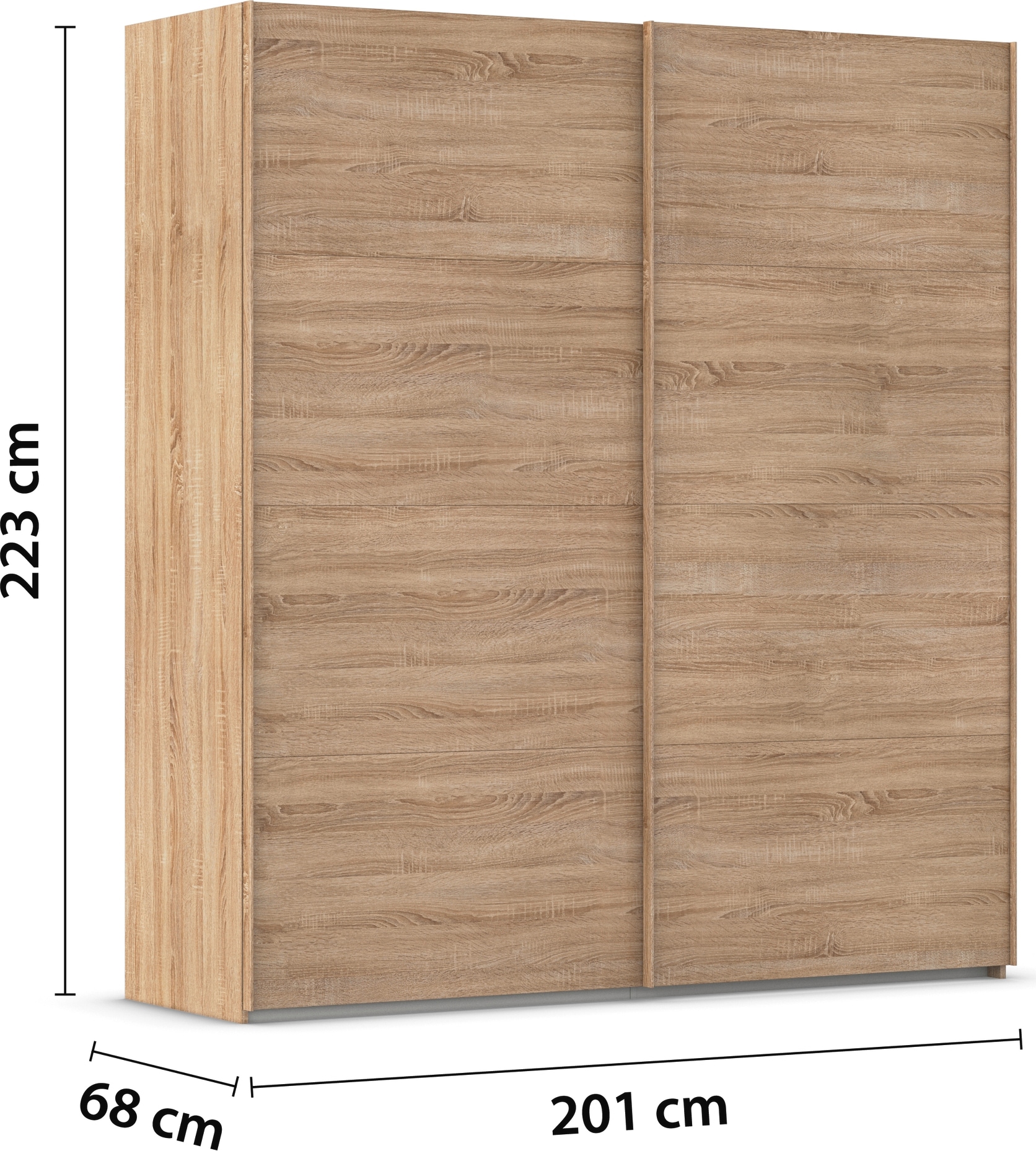 rauch Schwebetürenschrank »Kleiderschrank Schrank Garderobe Schlafzimmerschrank EVELYN«, in elegantem Stil, in 5 Breiten, Griffe in Korpusfarbe MADE IN GERMANY