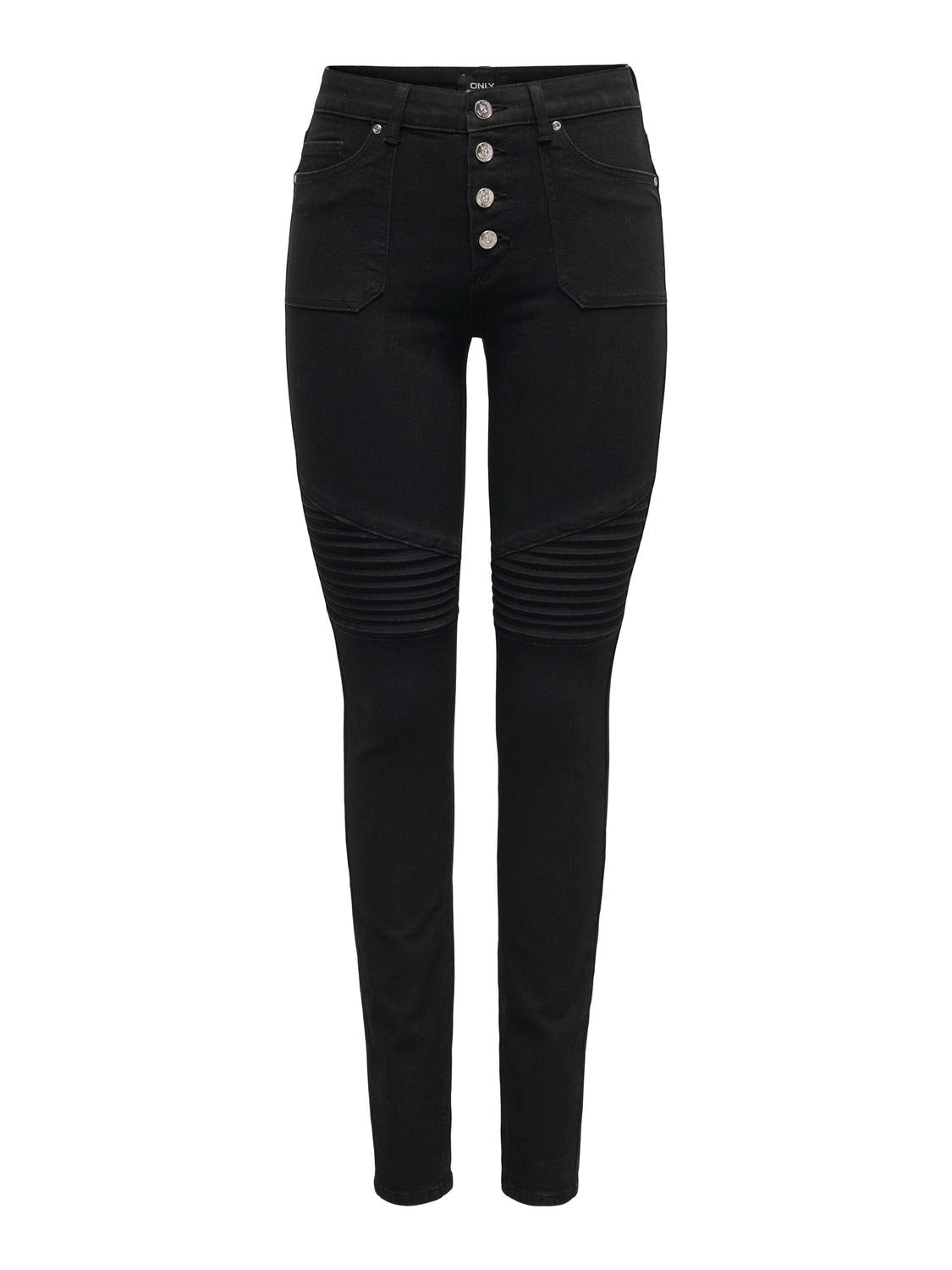 Skinny-fit-Jeans »ONLHUSH MID WAIST SK POC BIKER PIM DNM«, mit Biker Details