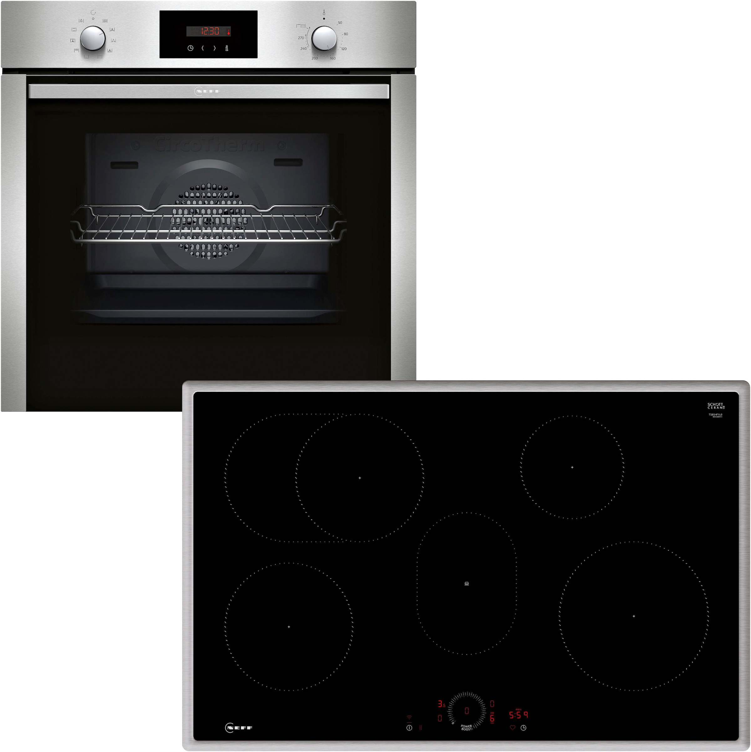 Backofen-Set »BX48PI«, BX48PI, mit Teleskopauszug nachrüstbar, Pyrolyse-Selbstreinigung