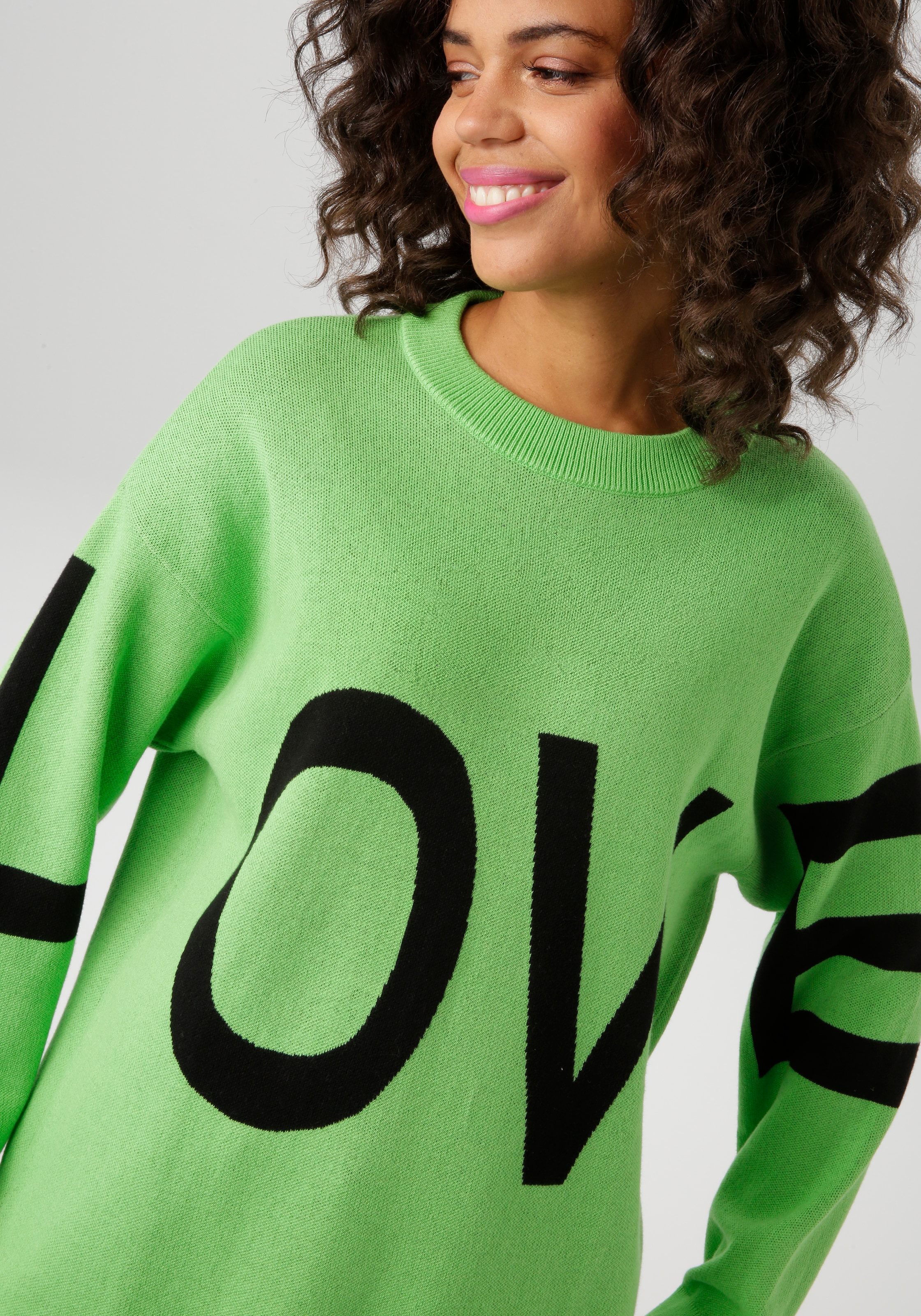 Aniston CASUAL Strickpullover mit eingestricktem LOVE-Schriftzug