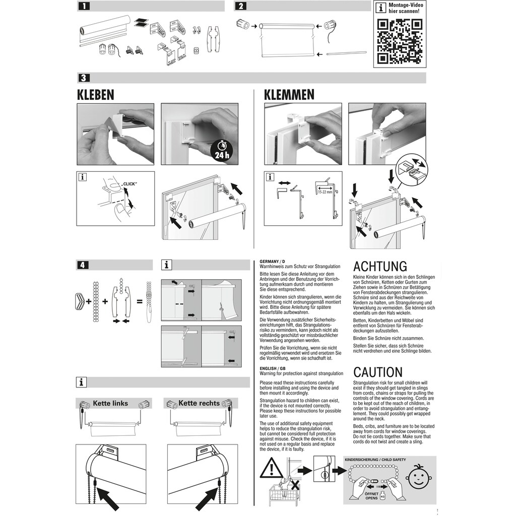 GARDINIA Seitenzugrollo »EASYFIX Rollo Uni«, Lichtschutz, ohne Bohren