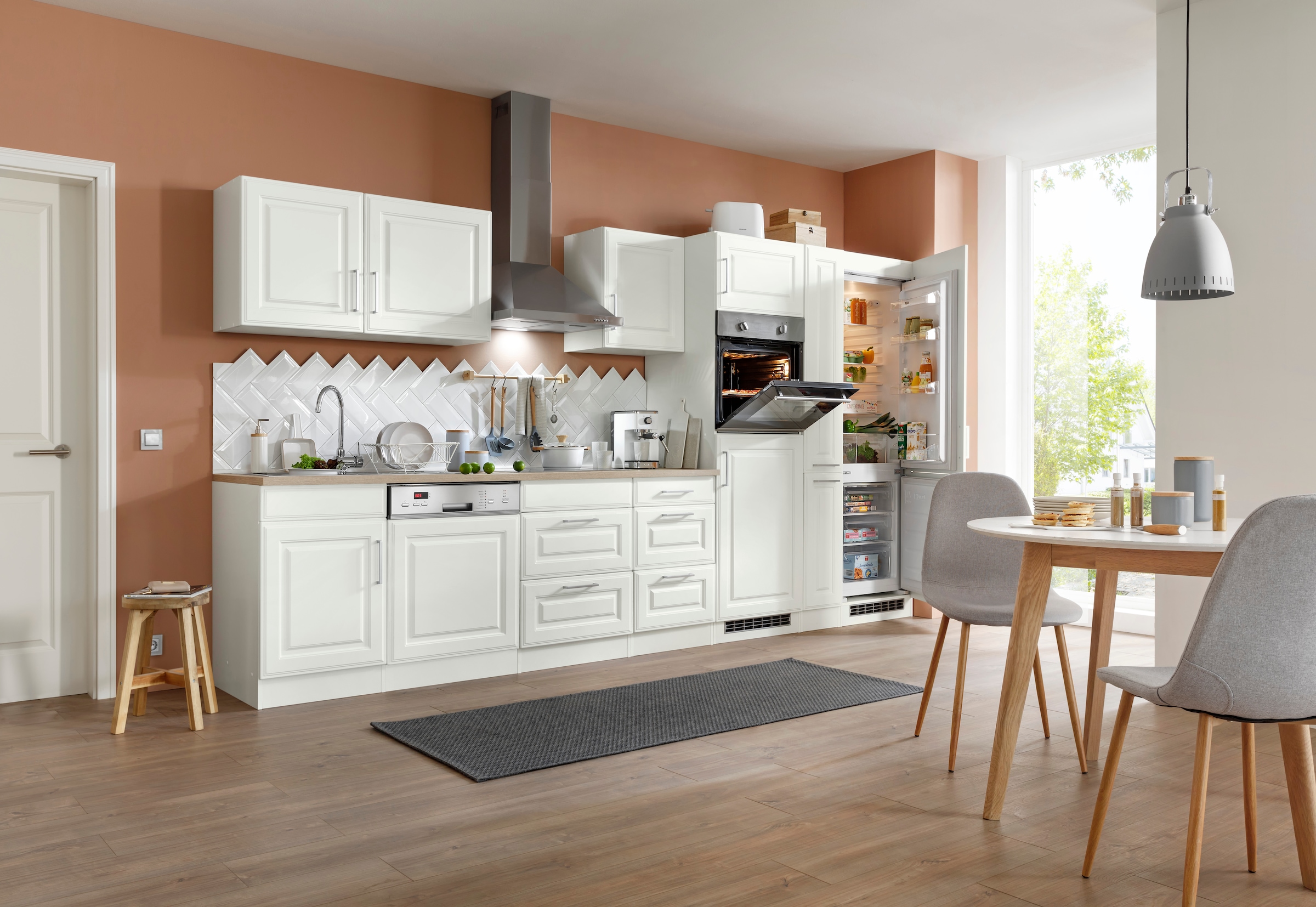 HELD MÖBEL hochwertigen Küchenzeile 370 bestellen Breite Landhaus-Stil cm, MDF Fronten »Stockholm«, auf Rechnung im mit