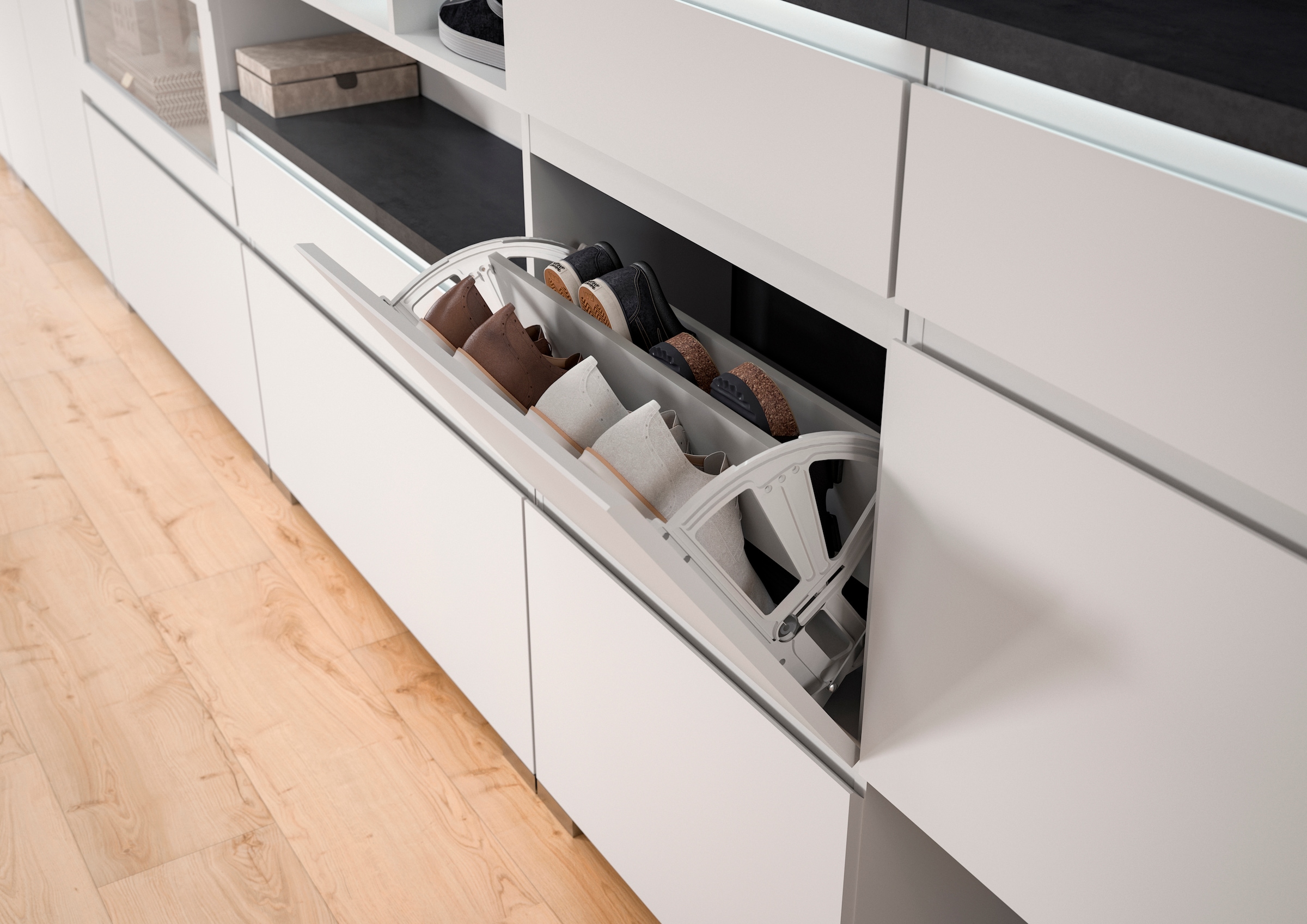 INOSIGN Schuhschrank »Skoskap, Tiefe 27cm, 1 Klappe, 1 Schubkasten, Platz für 4 Schuhpaare«, hängend und stehend montierbar, Schuhkipper, Schuhkommode, Schuhregal