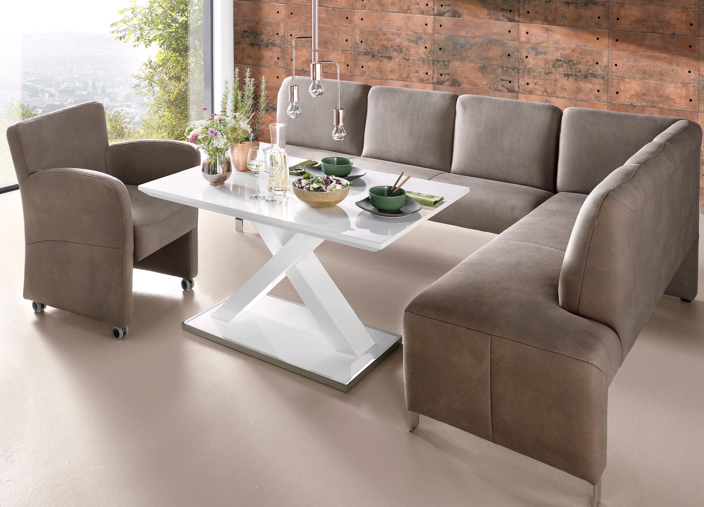 exxpo - sofa fashion Sessel »Intenso, Loungesessel, modern, wahlweise in Leder oder Textil«, hohe Bodenfreiheit, frei im Raum stellbar, hoher Sitzkomfort