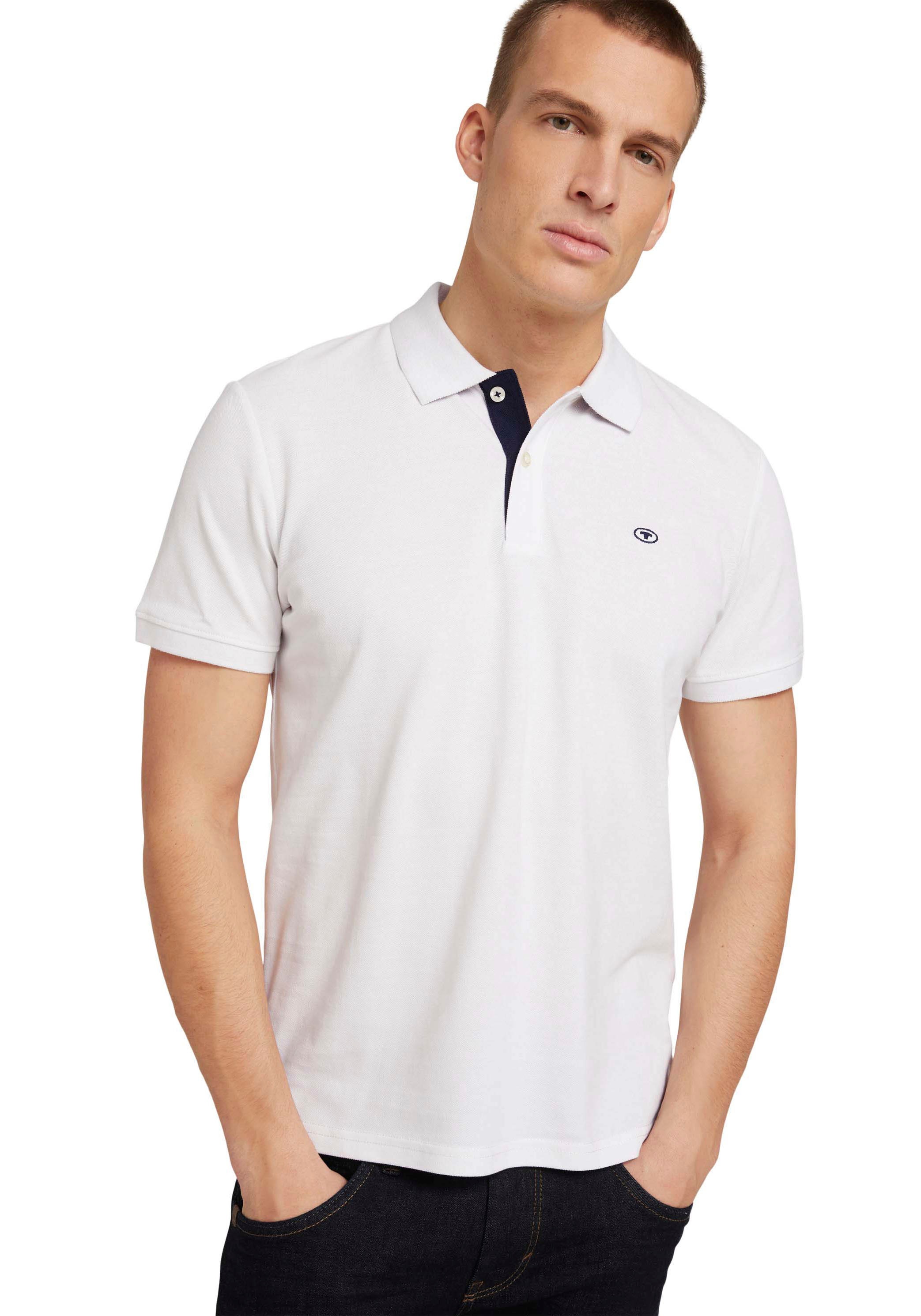 TOM TAILOR Poloshirt, mit bei kontrastfarbener und kleinem ♕ Knopfleiste Logo