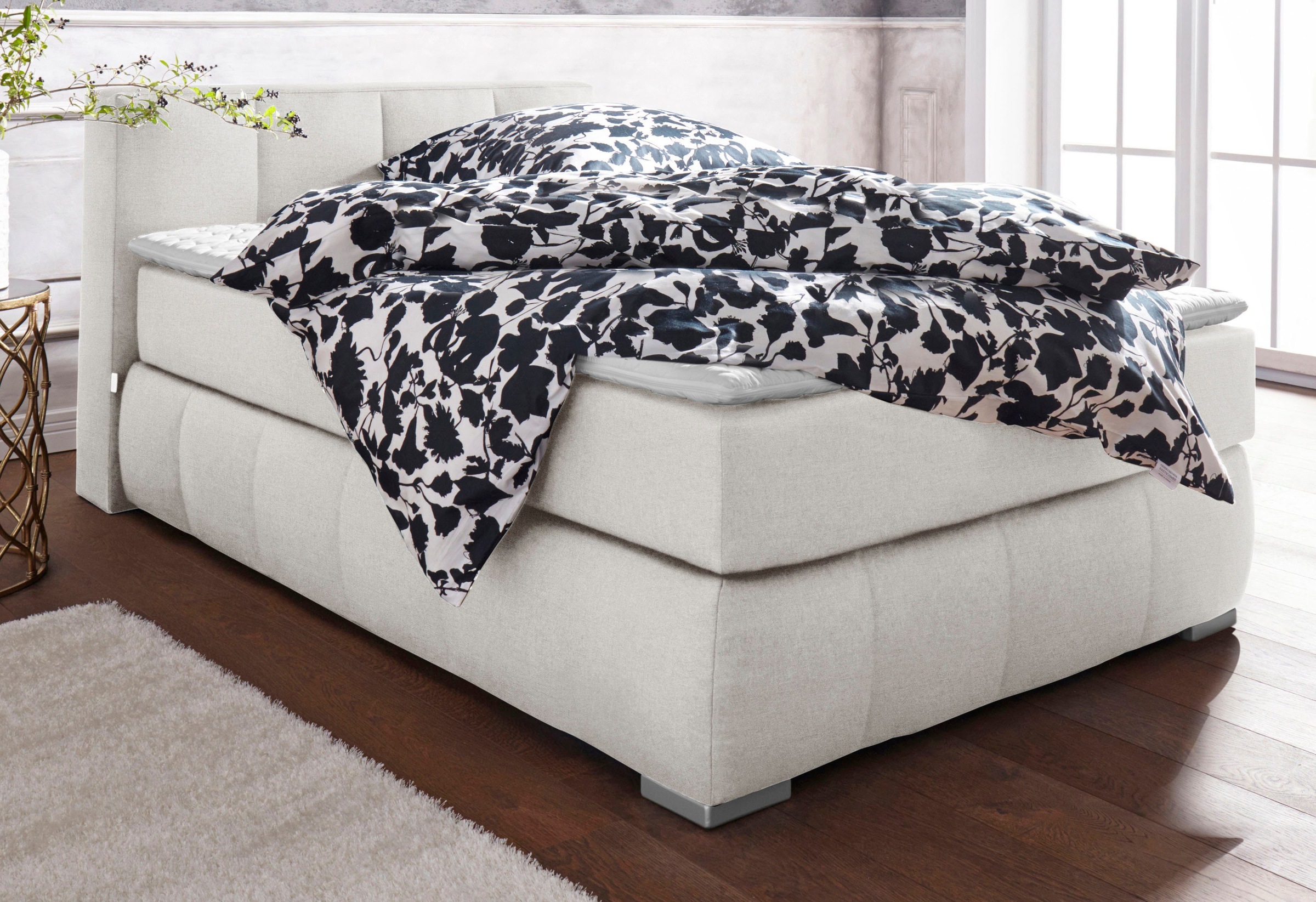 Home affaire Boxspringbett »Chelles« inkl. Topper,,  in XXL- Überlänge 220 cm, Unterbox mit feine Wölbung