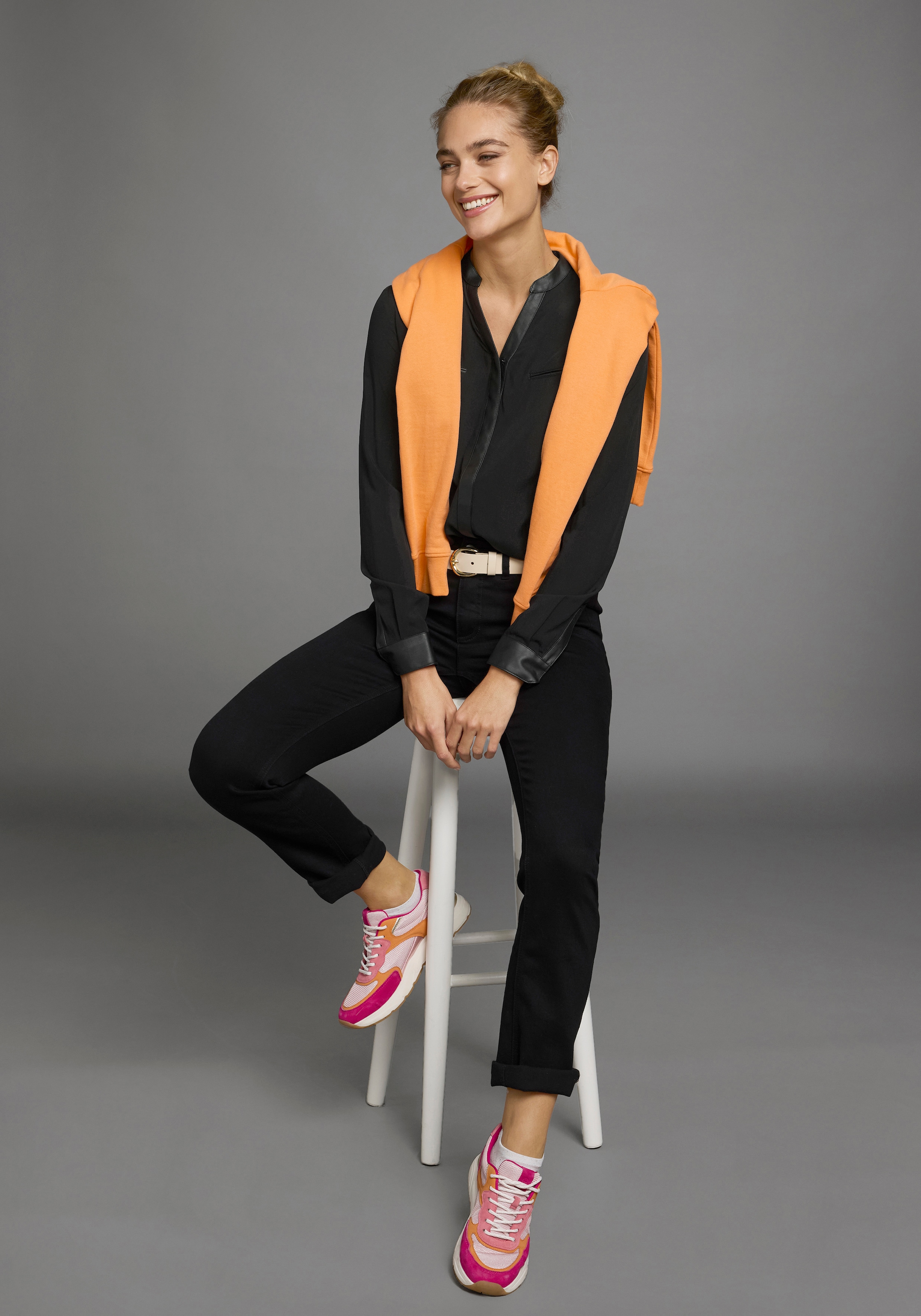 AJC Hemdbluse, mit Details aus Lederimitat