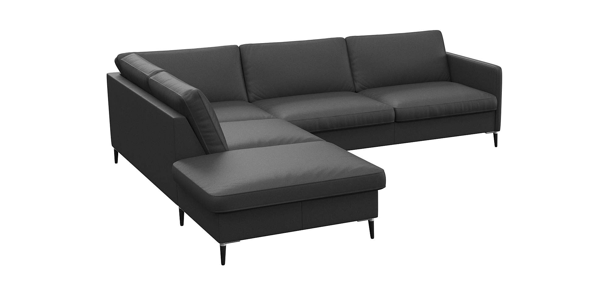 FLEXLUX Ecksofa »Fiore, L-Form«, schmale Armlehnen, Kaltschaum, Füße Alu+schwarz