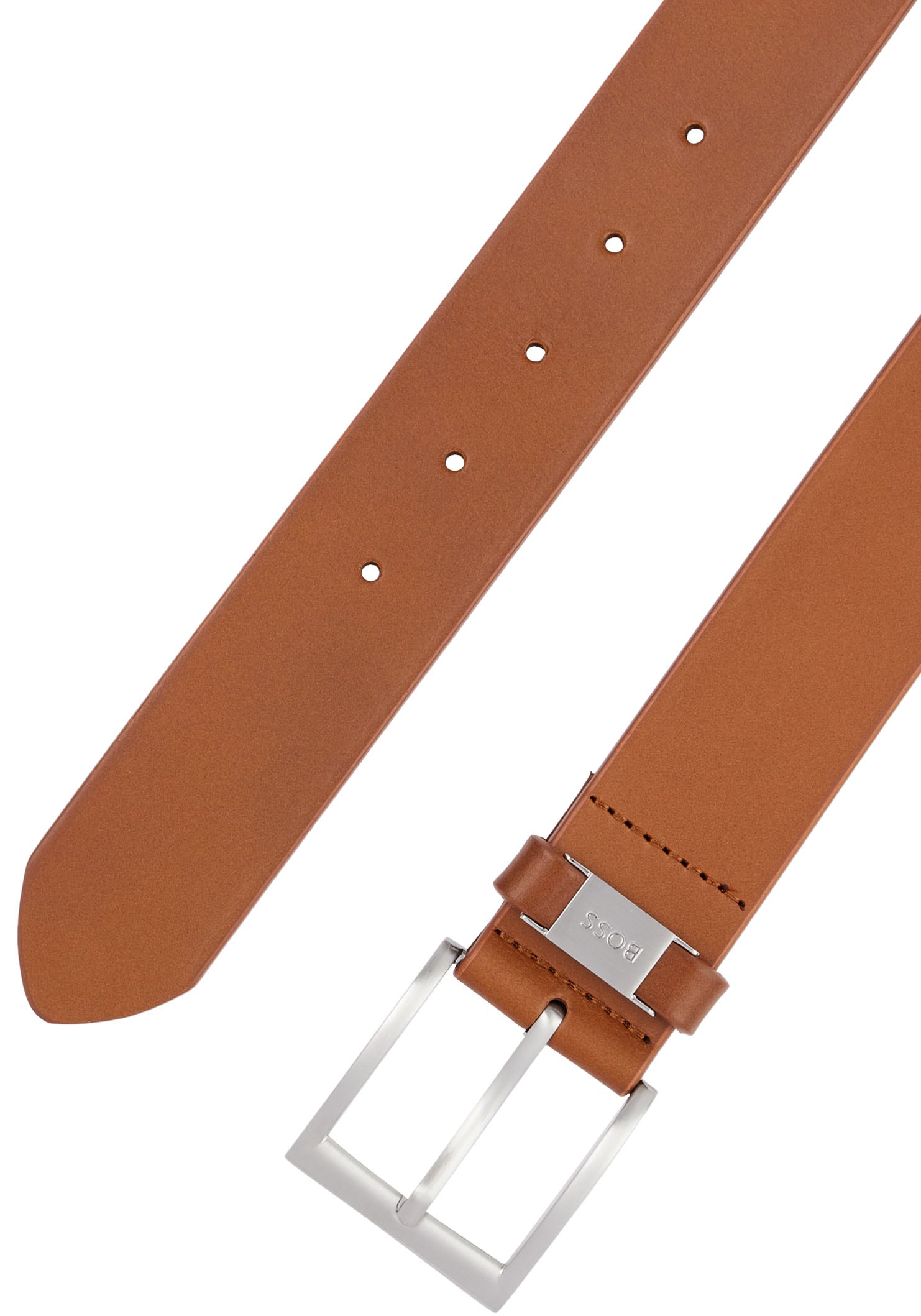 BOSS Ledergürtel »Connio« silberfarbene Schließe & Logo-Schriftzug auf der Schlaufe