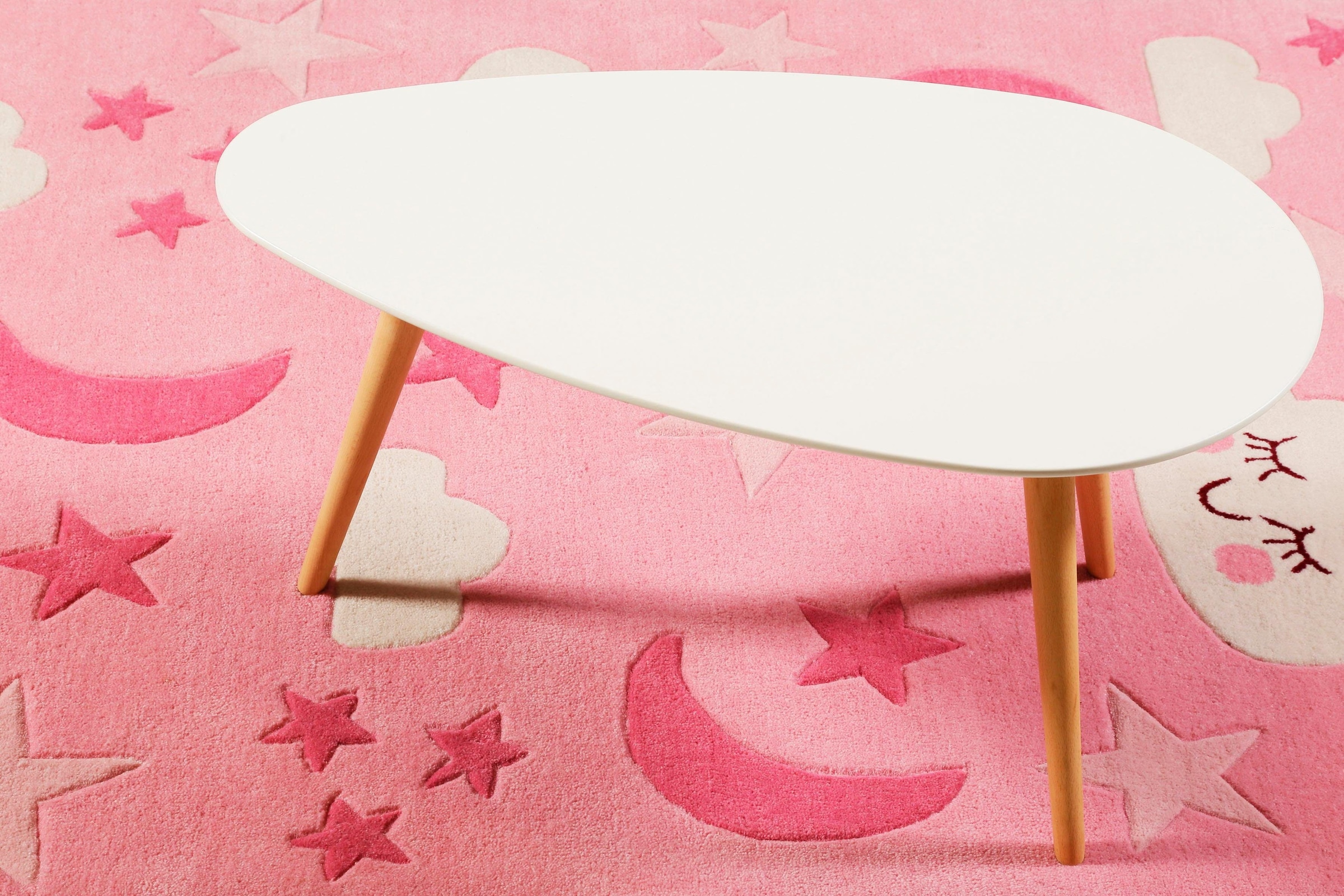 SMART KIDS Kinderteppich »LaLeLu« rechteckig 9 mm Höhe Mond Sterne Wolken, Konturenschnitt