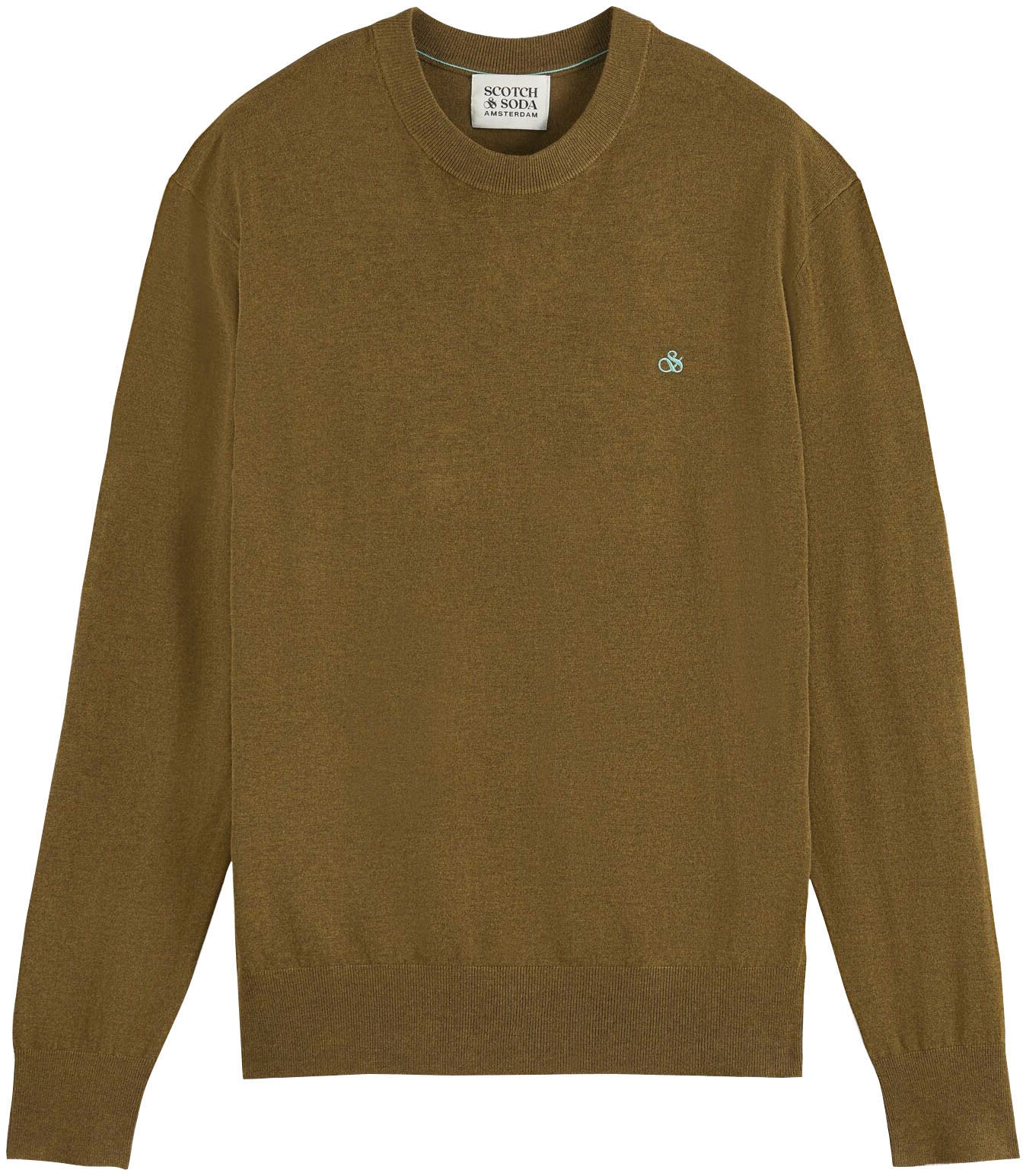 Scotch & Soda Rundhalspullover »Essentials - Ecovero viscose-blend crewneck pullover«, mit kleiner Logo-Stickerei auf der Brust