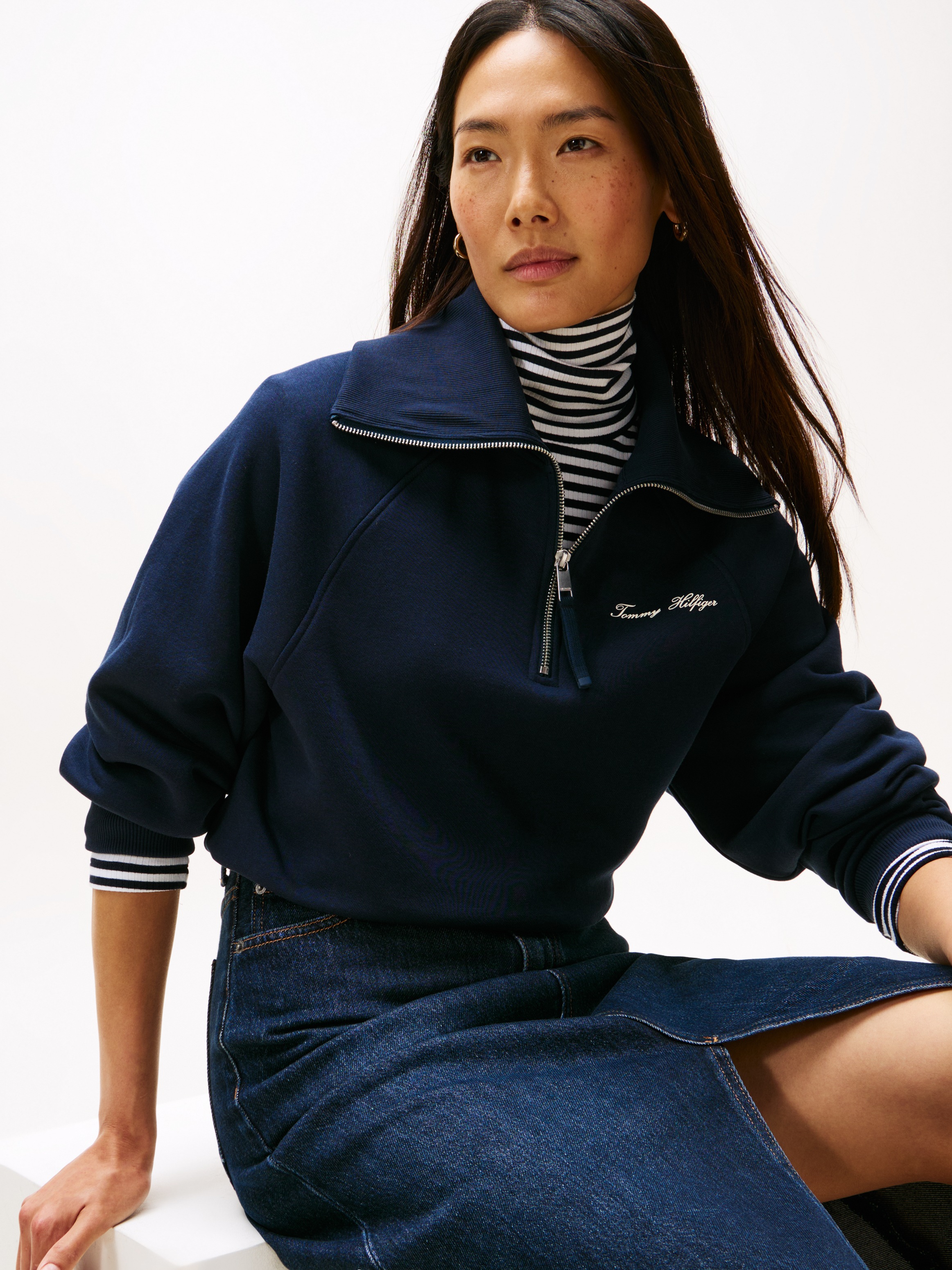 Tommy Hilfiger Sweatshirt »CLASSIC SCRIPT FLEECE HALF-ZIP«