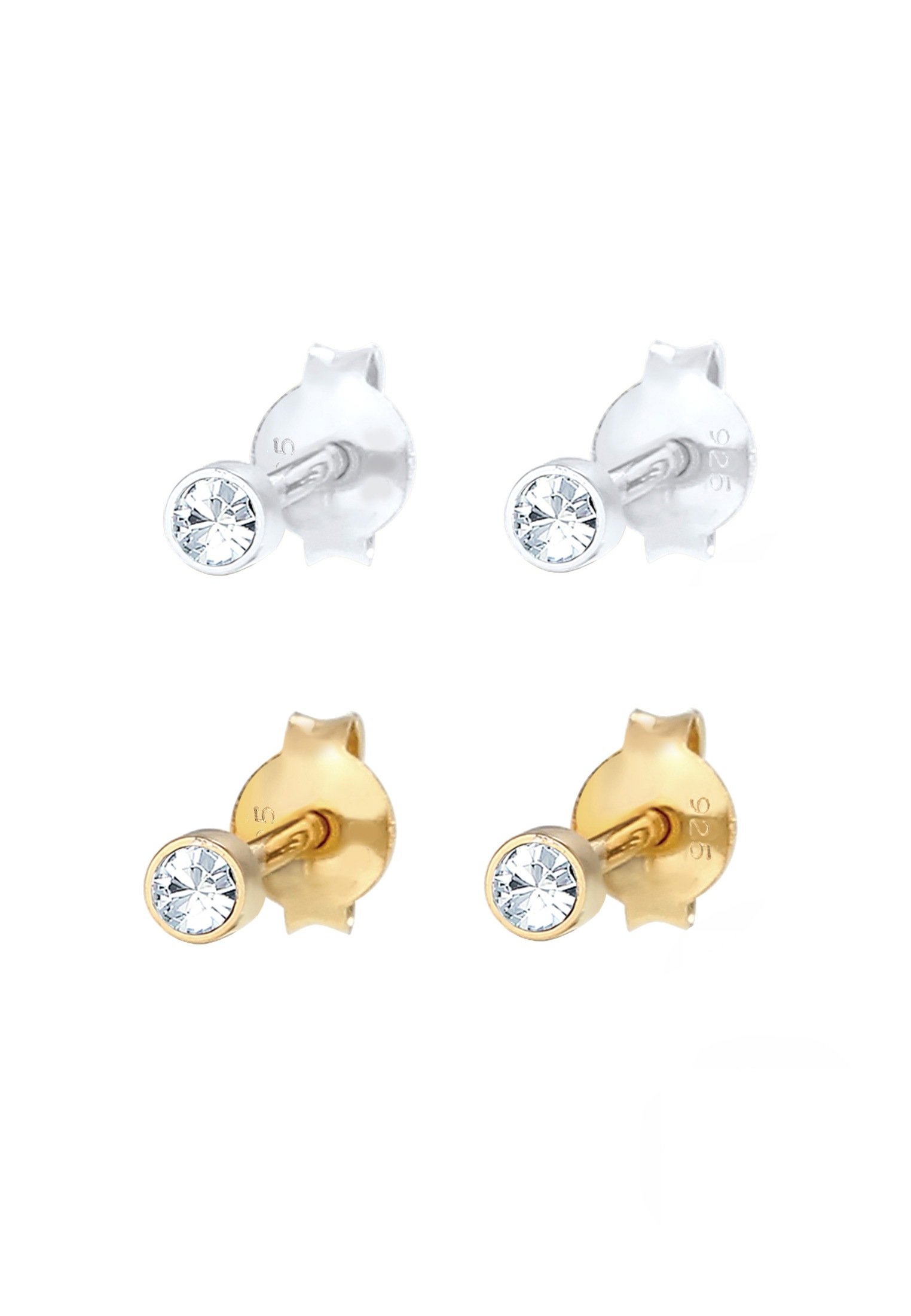 Elli Ohrstecker-Set »Ohrringe Rund Kristalle (2er Set) 925 Silber«