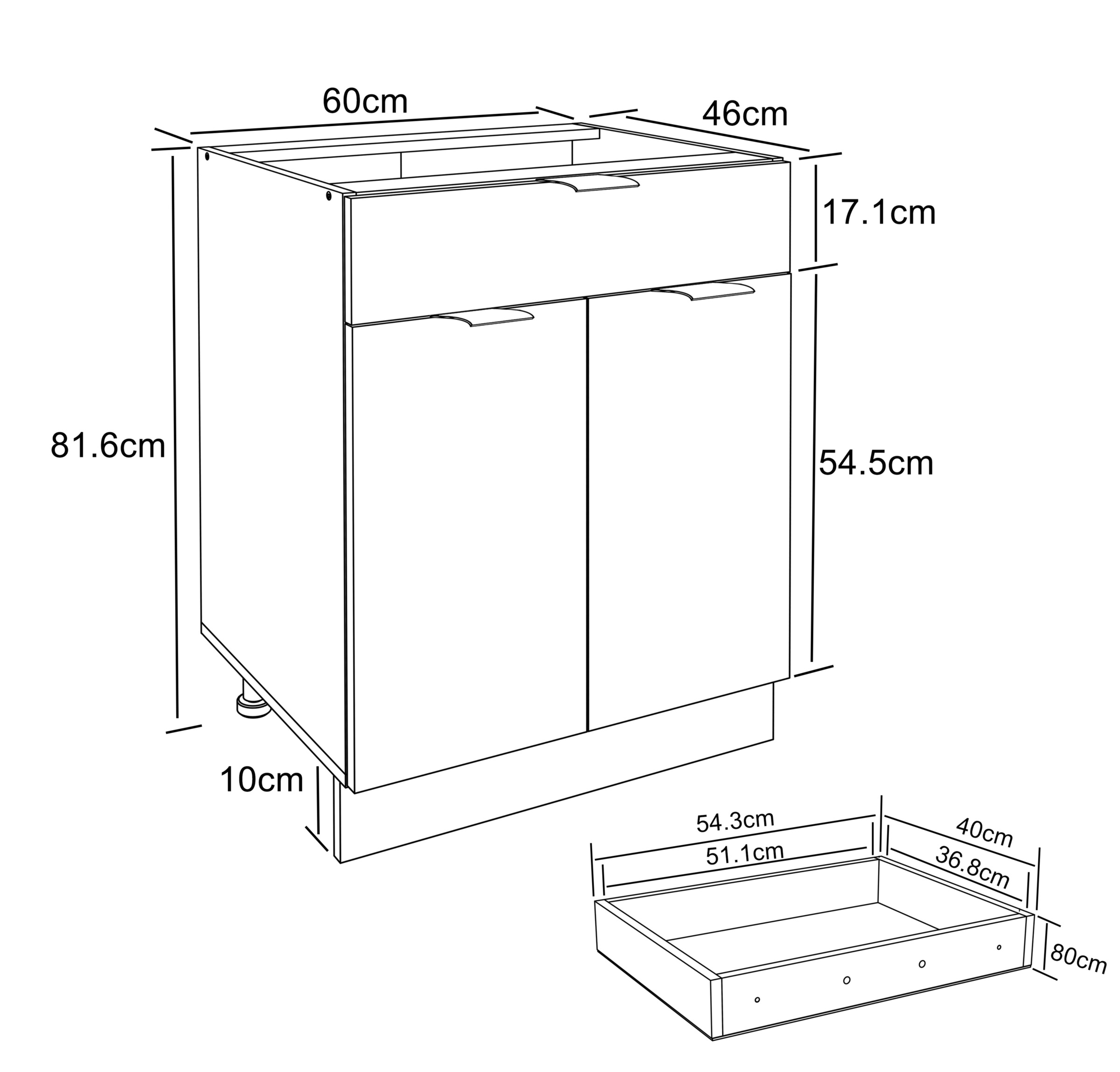 VCM Unterschrank »Küchenschrank B 60 cm Unterschrank Schublade Fasola«