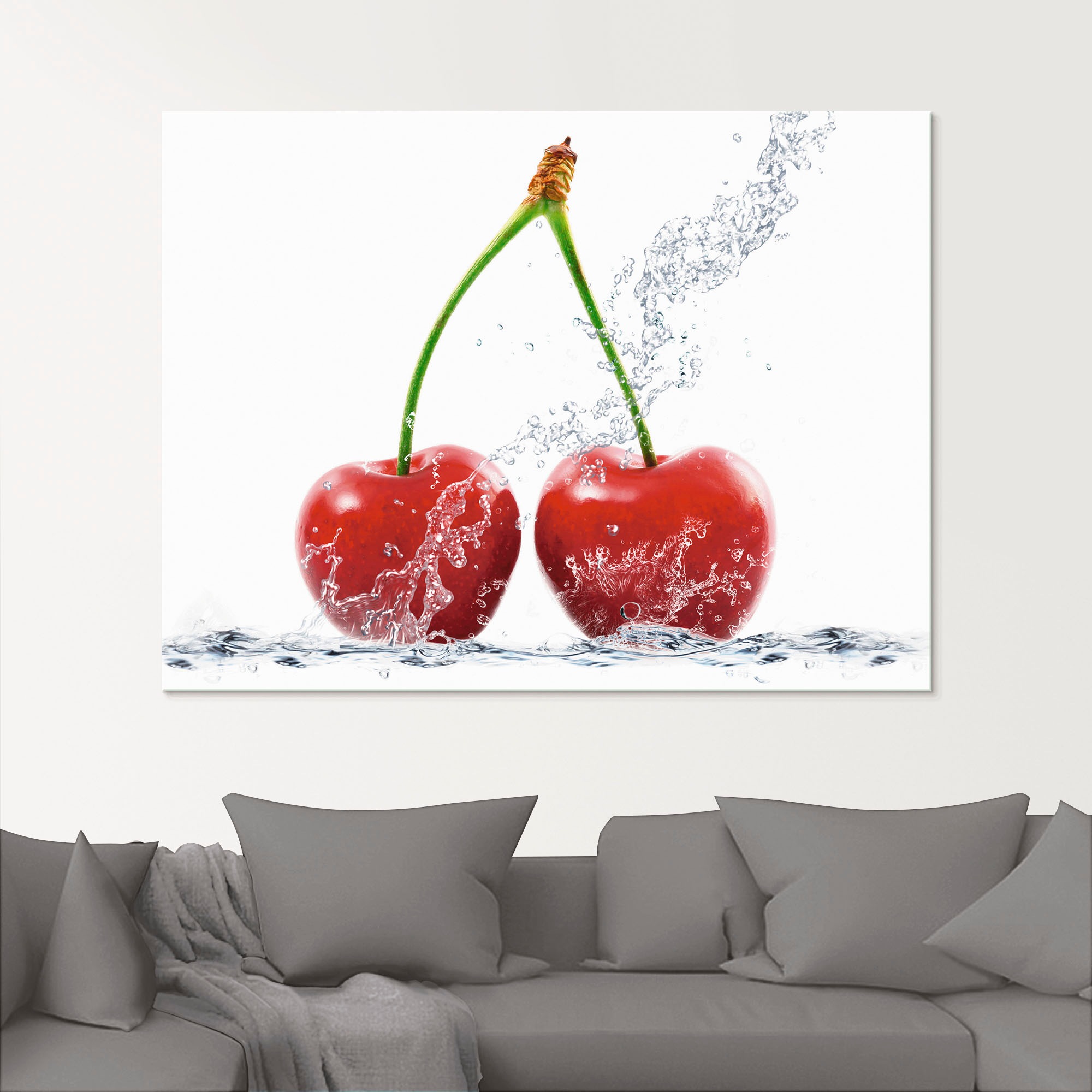 Artland Glasbild »Kirschen mit Spritzwasser« Lebensmittel 1 Stk. tlg. in verschiedenen Größen