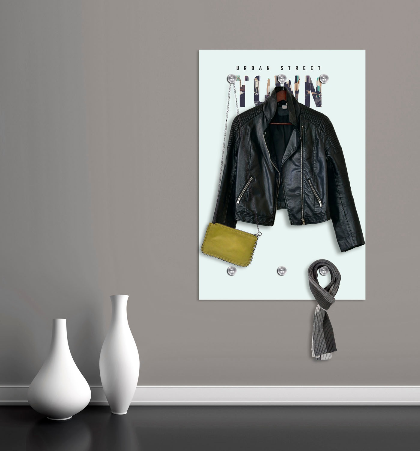 queence Garderobenleiste »URBAN STREET TOWN«, mit 6 Haken, 80 x 120 cm