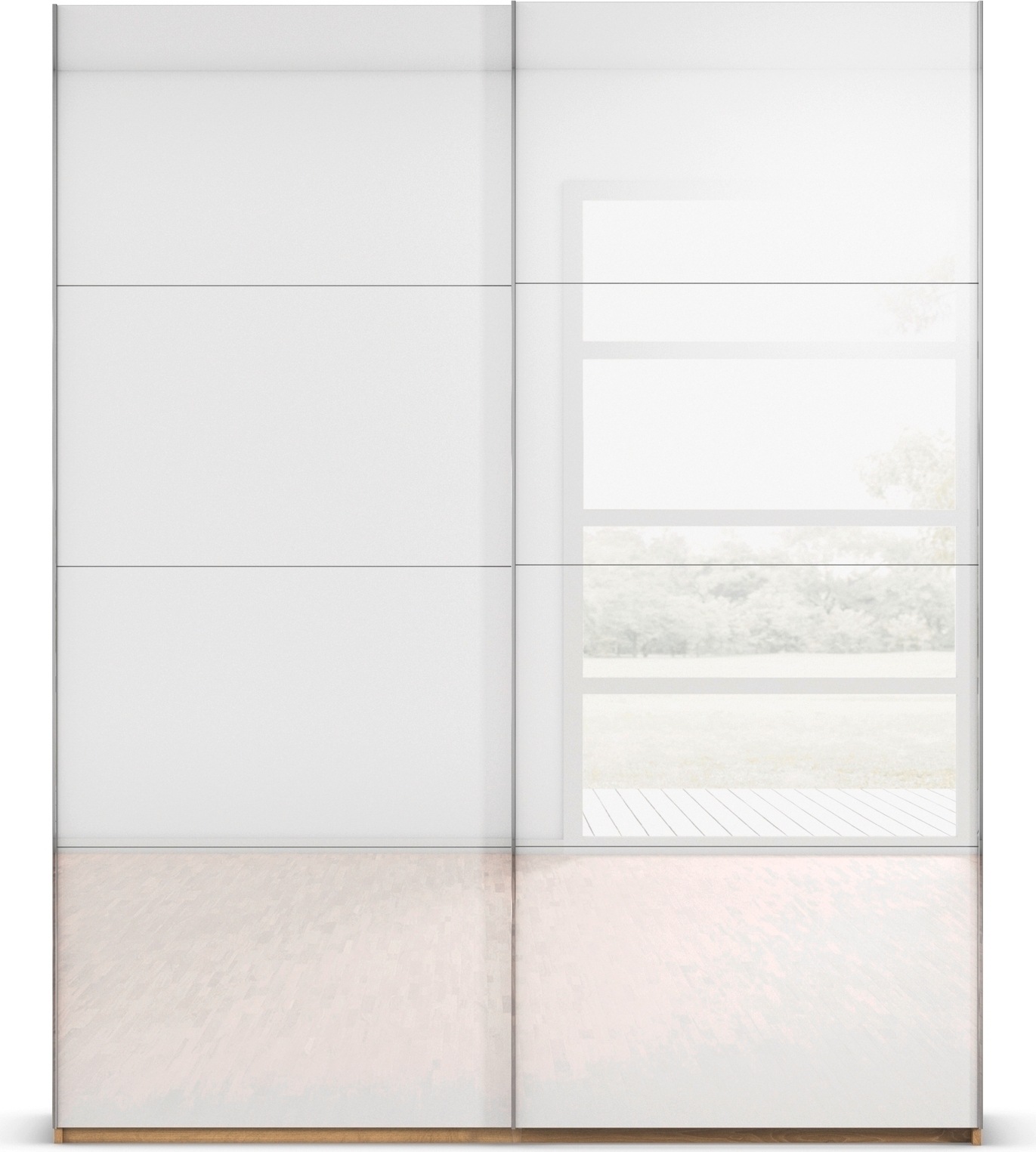 rauch Schwebetürenschrank »Kleiderschrank Schrank Garderobe Schlafzimmerschrank SCALE-FYRA«, edle viergeteilte Türen mit Glas-Front viele Farben MADE IN GERMANY