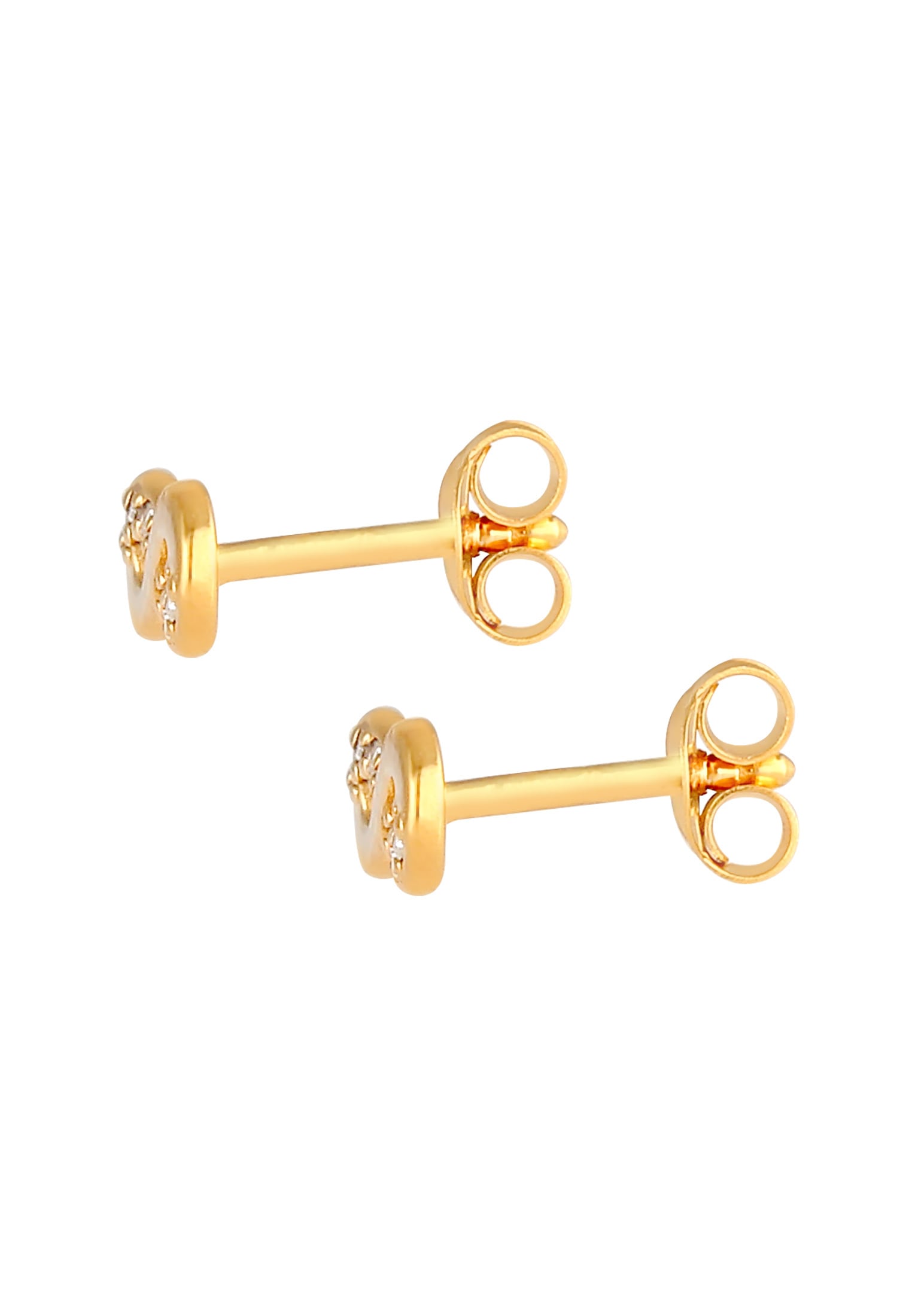Elli DIAMONDS Paar Ohrstecker »Ohrringe Infinity Diamant (0.06 ct.) Liebe 585 Gelbgold«