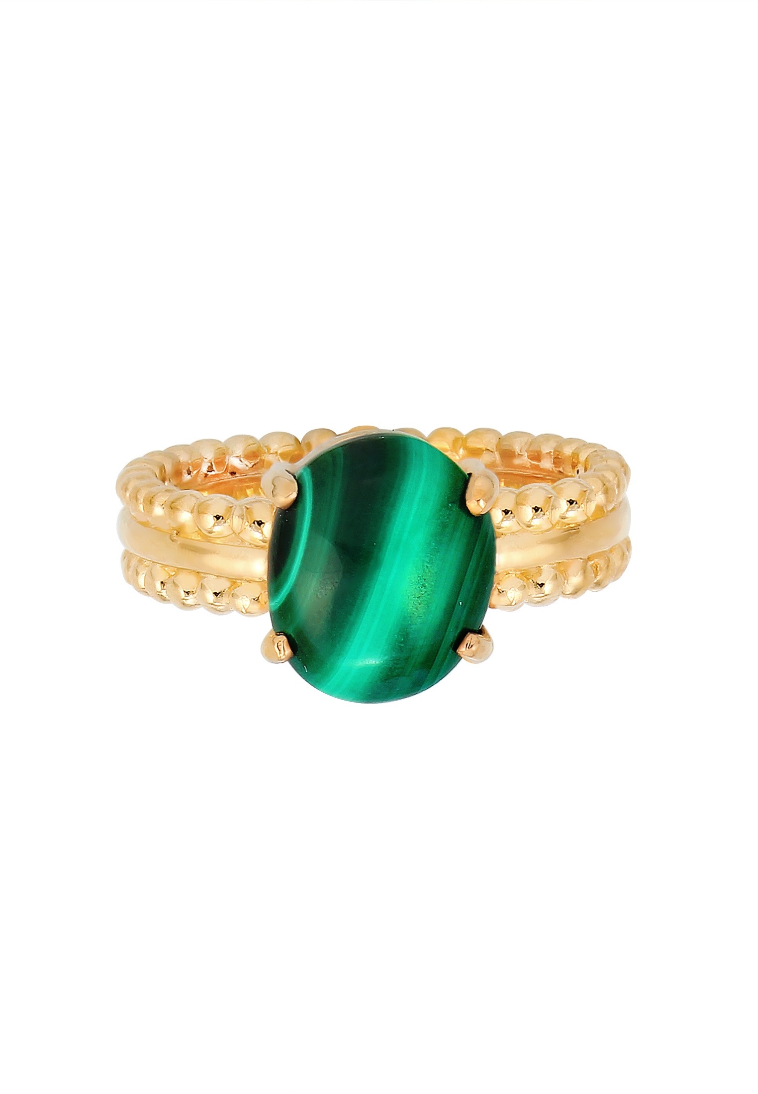 Elli Premium Silberring »Ring Malachit Grün 925 Sterling Silber vergoldet«