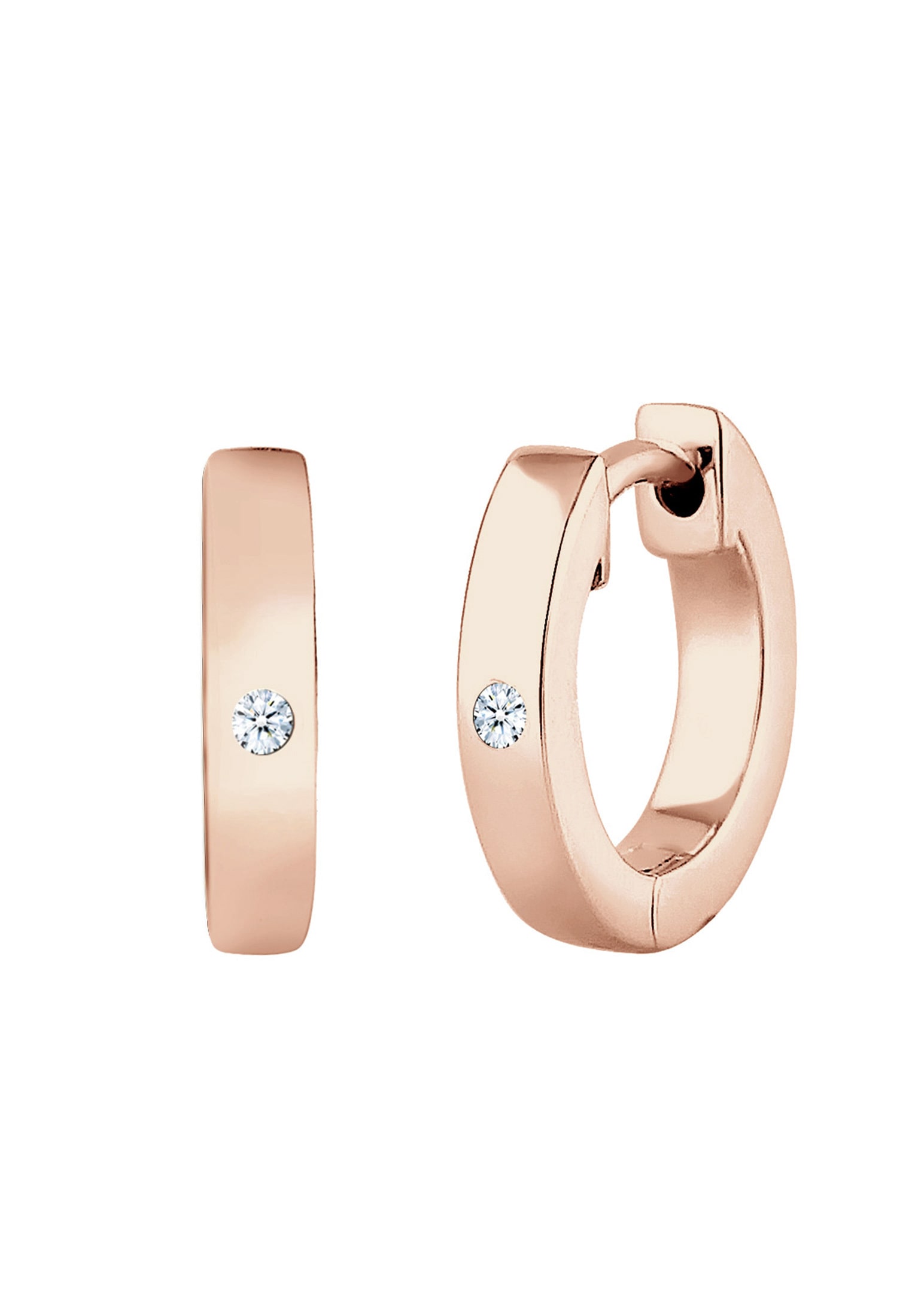 Elli DIAMONDS Paar Creolen »Ohrringe Creole Basic Diamant (0.03 ct) 925 Sterling Silber«