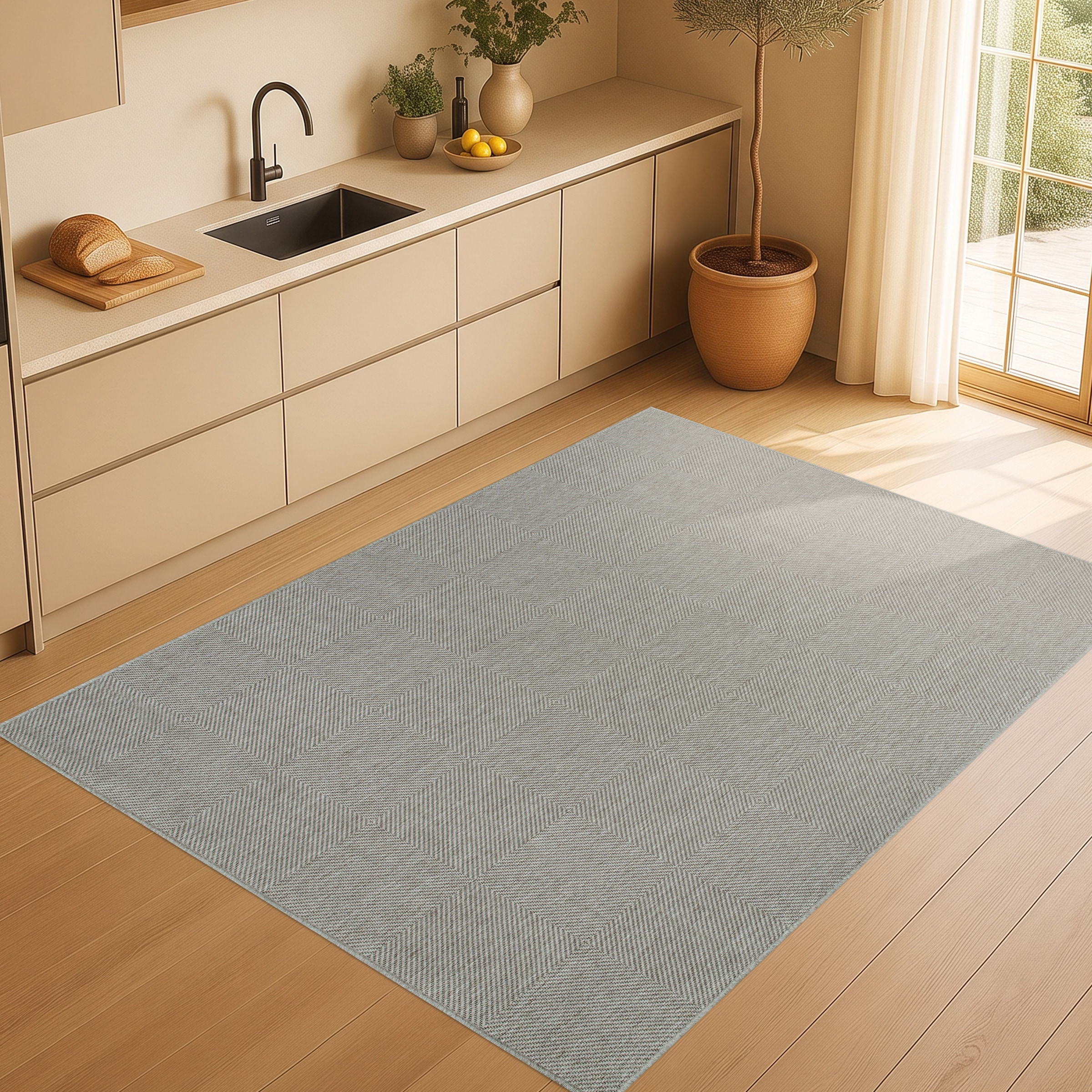 OTTO home Teppich »Anna, auch als Läufer erhältlich« rechteckig 3 mm Höhe In- und Outdoor geeignet, Sisal-Optik, Wetterfest & UV-beständig