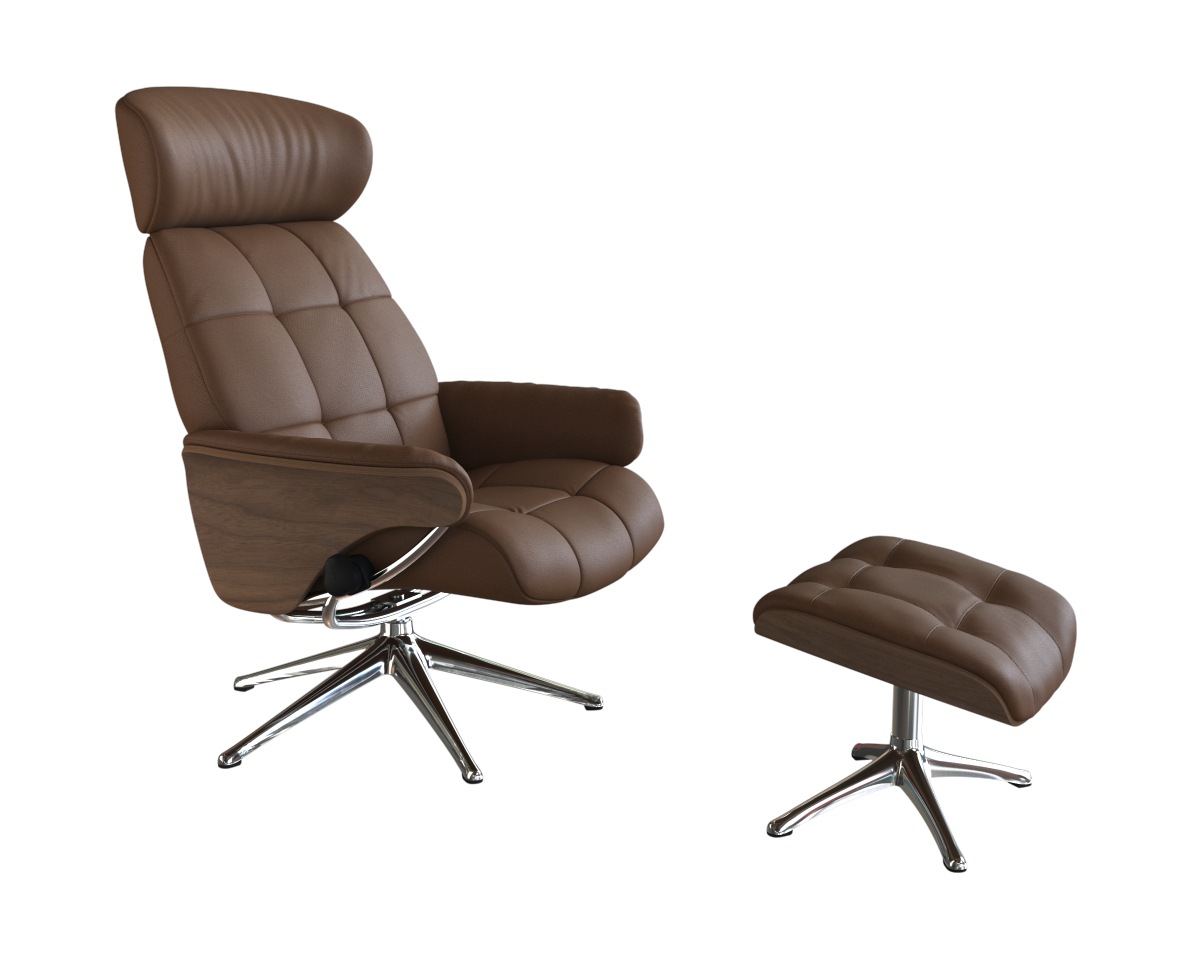 FLEXLUX Relaxsessel »Skagen, Funktionssessel, Premium-Komfort, Armlehnen, Drehbar, Scandi«, Rücken- und Kopfteilverstellung, Fuß Alu, Armlehne Eiche, Drehbar