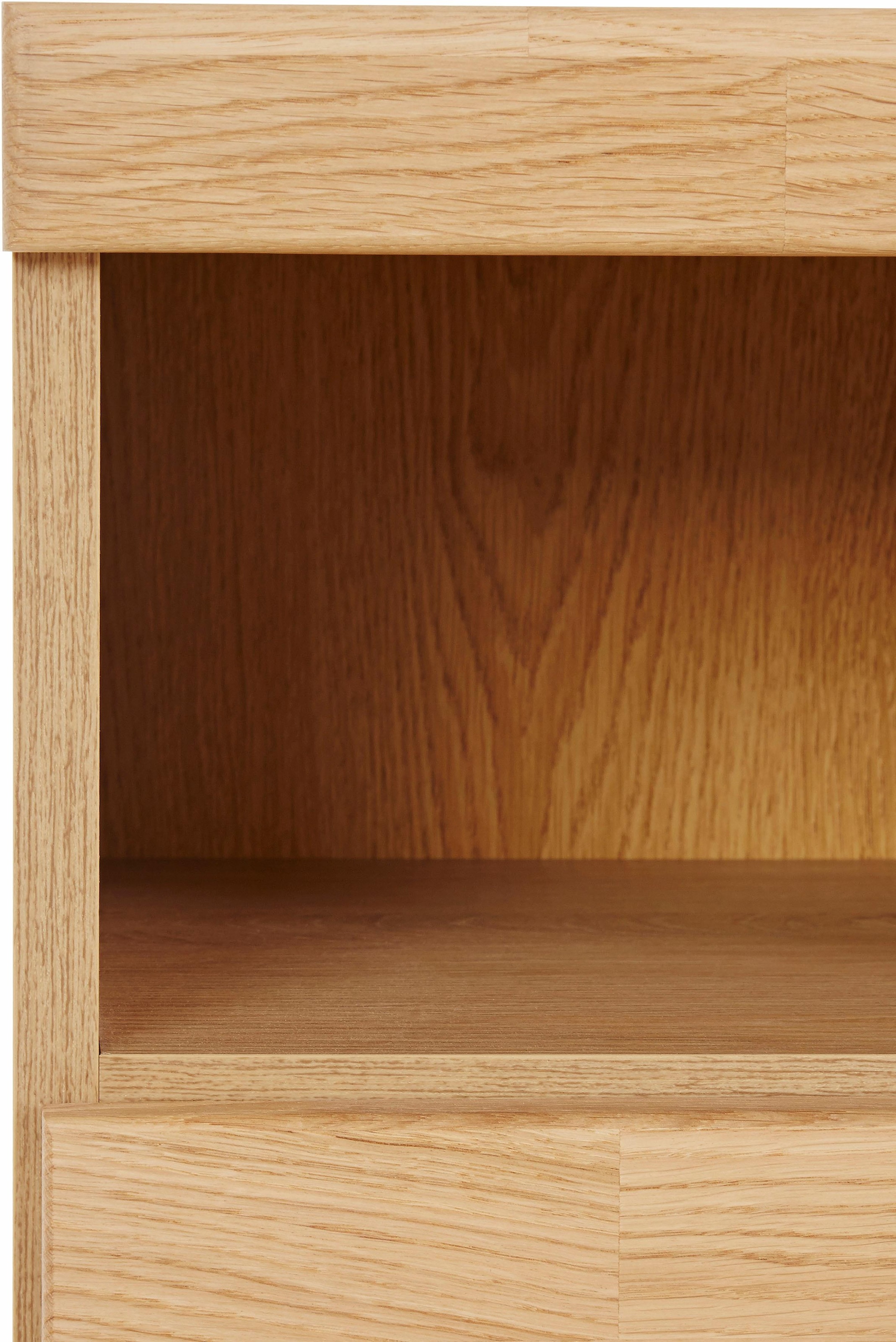 Home affaire Sideboard »Ribe,180cm breit,Fronten Masivholz,9 Fächer,4 Türen«, Holz massiv, Holzwerkstoff, Metall Griffe,2Türen mit Glaseinsatz