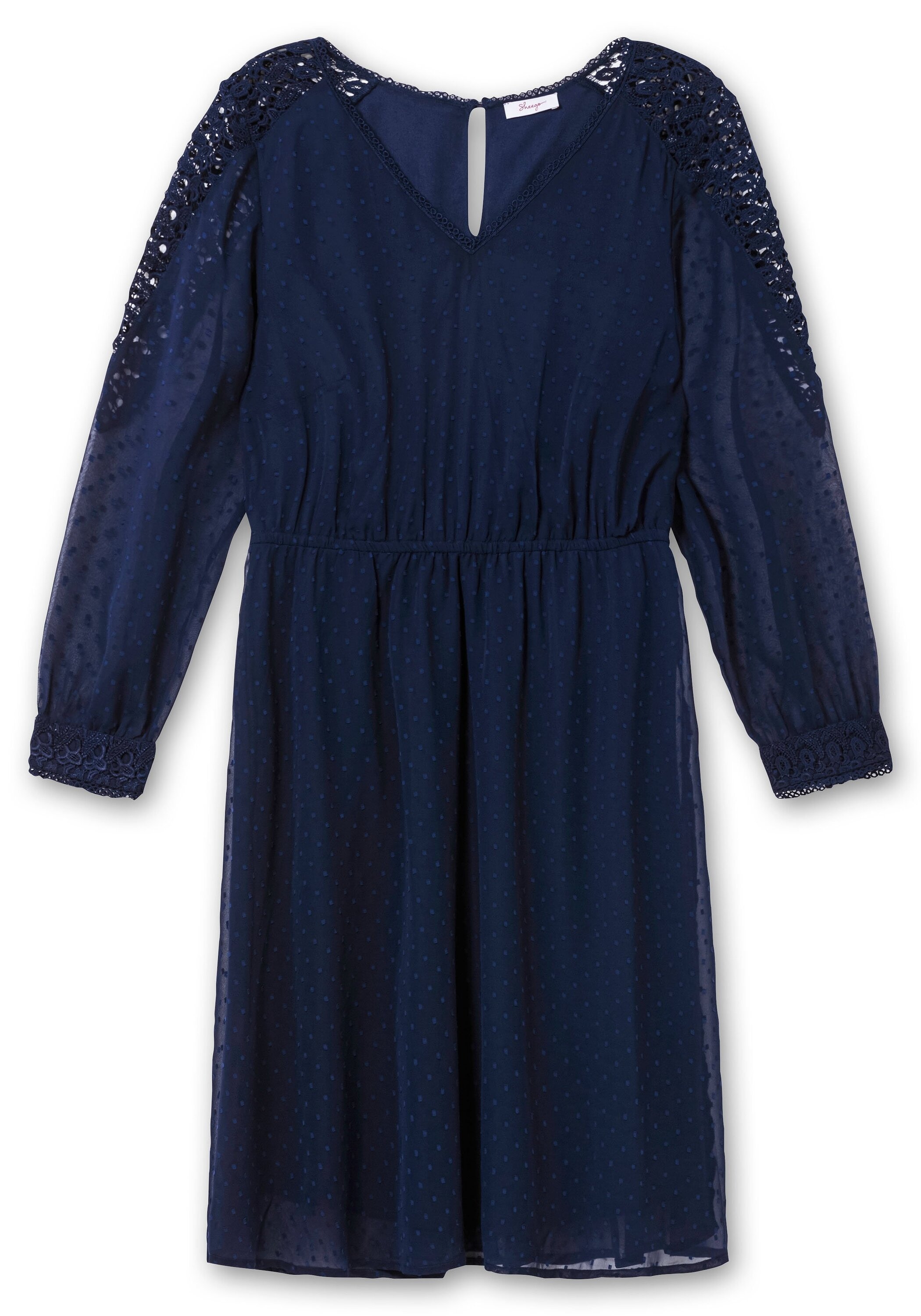 Sheego Cocktailkleid »Cocktailkleid aus Dobby-Chiffon, mit Spitze am Ärmel«